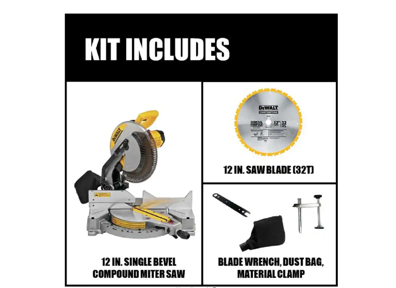 DEWALT Miter Saw DWS715 15 Amp Corded 12 in. Single Bevel Compound