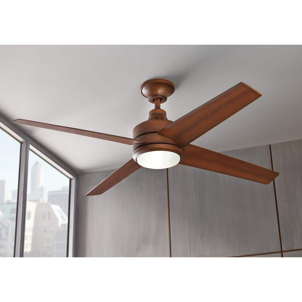Home Decorators Collection 54728 Mercer 52 in. LED Indoor Distressed Koa Ceiling Fan with Light Kit and Remote Control