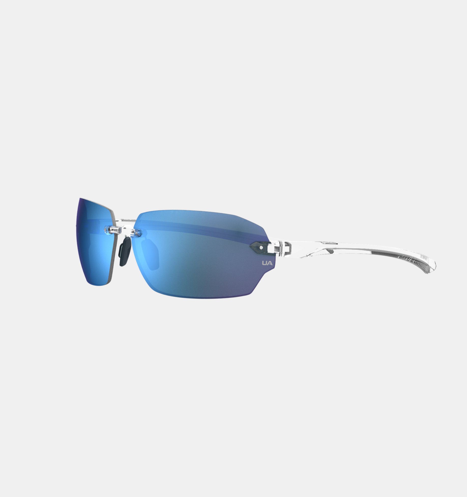 UnderArmour Unisex UA Fire 2 Mirror Sunglasses - Crystal Clear / Blue Mirror