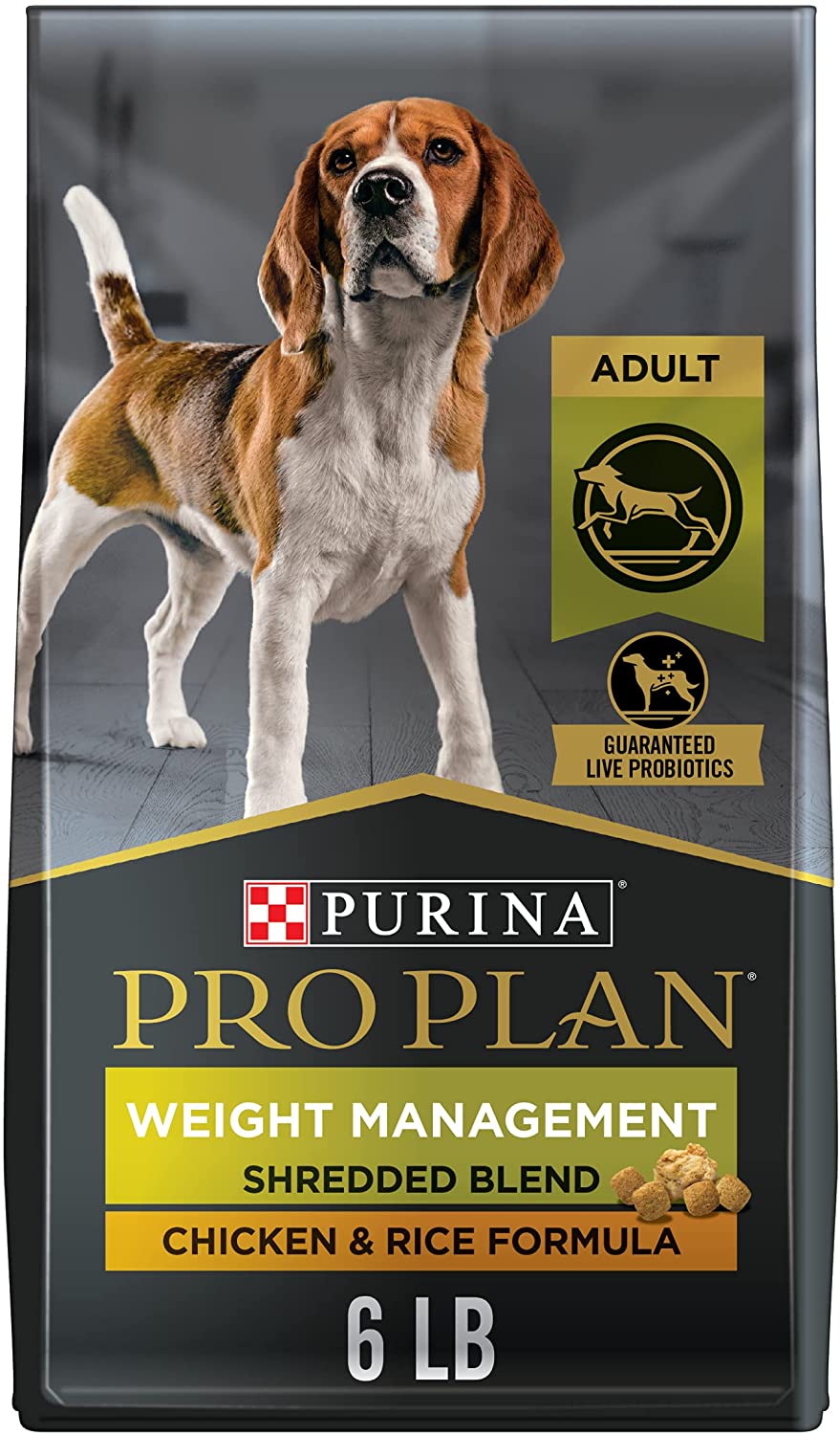 Purina Pro Plan Weight Management Dry Dog Food. Shredded Blend Chicken and Rice Formula - 6 lb. Bag