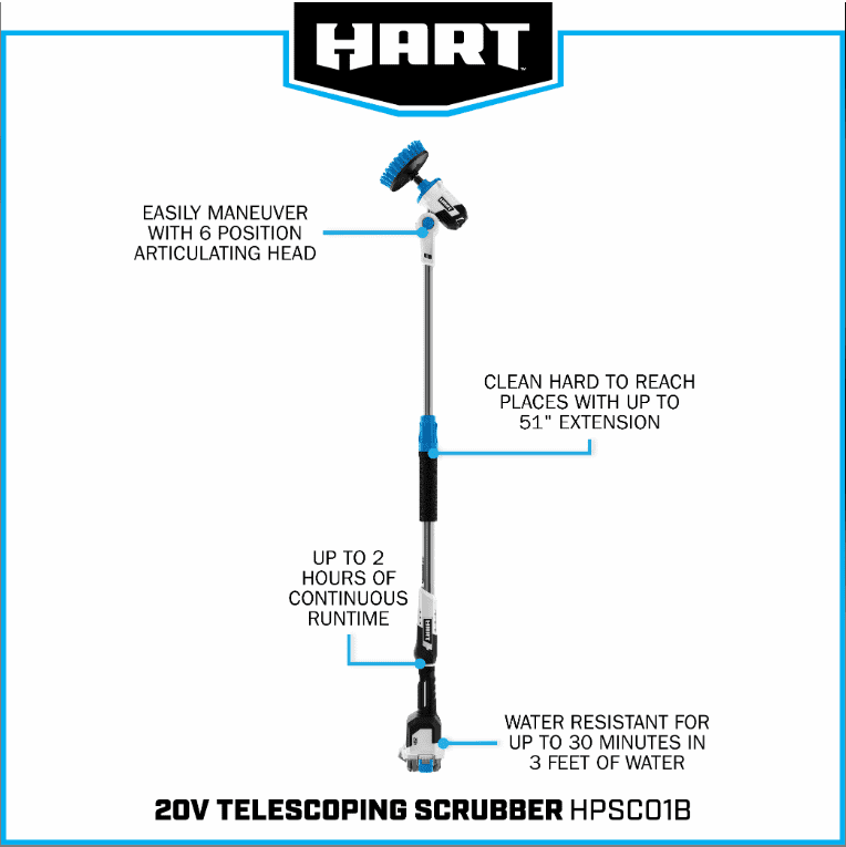 HART 20-Volt Telescoping Scrubber (Battery Not Included)