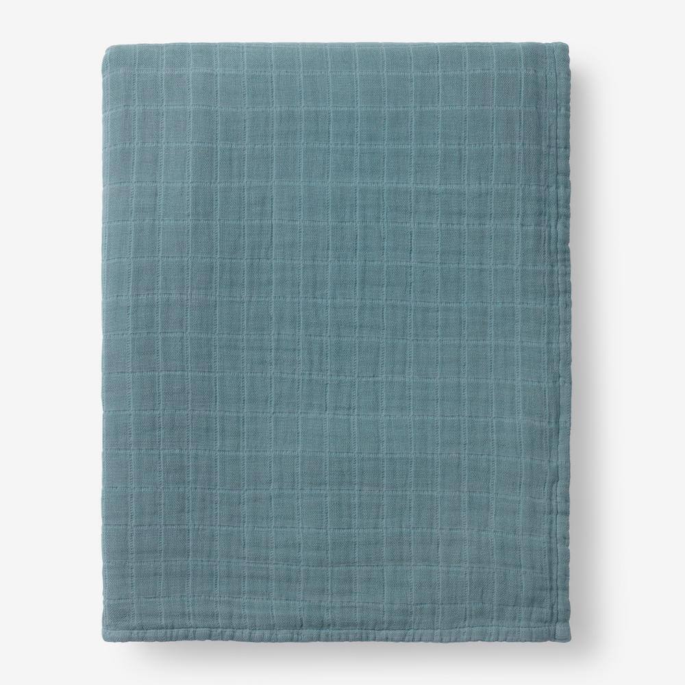 The Company Store  Gossamer Mineral Teal Solid Cotton King Woven Blanket - Mineral Teal