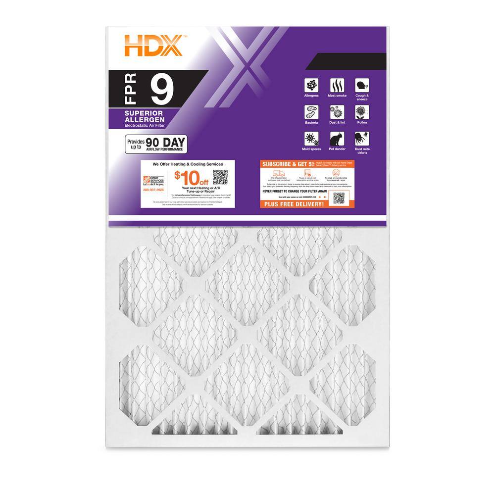 HDX C-HDX1P9-011625 16 in. x 25 in. x 1 in. Superior Pleated Air Filter FPR 9 (Case of 12)