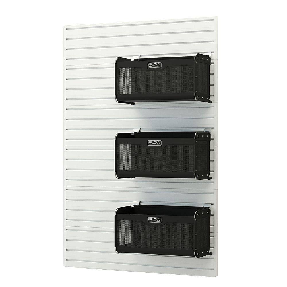 Flow Wall FWS-4812-6WB17 Modular Garage Wall Panel Set with Storage Bins in White