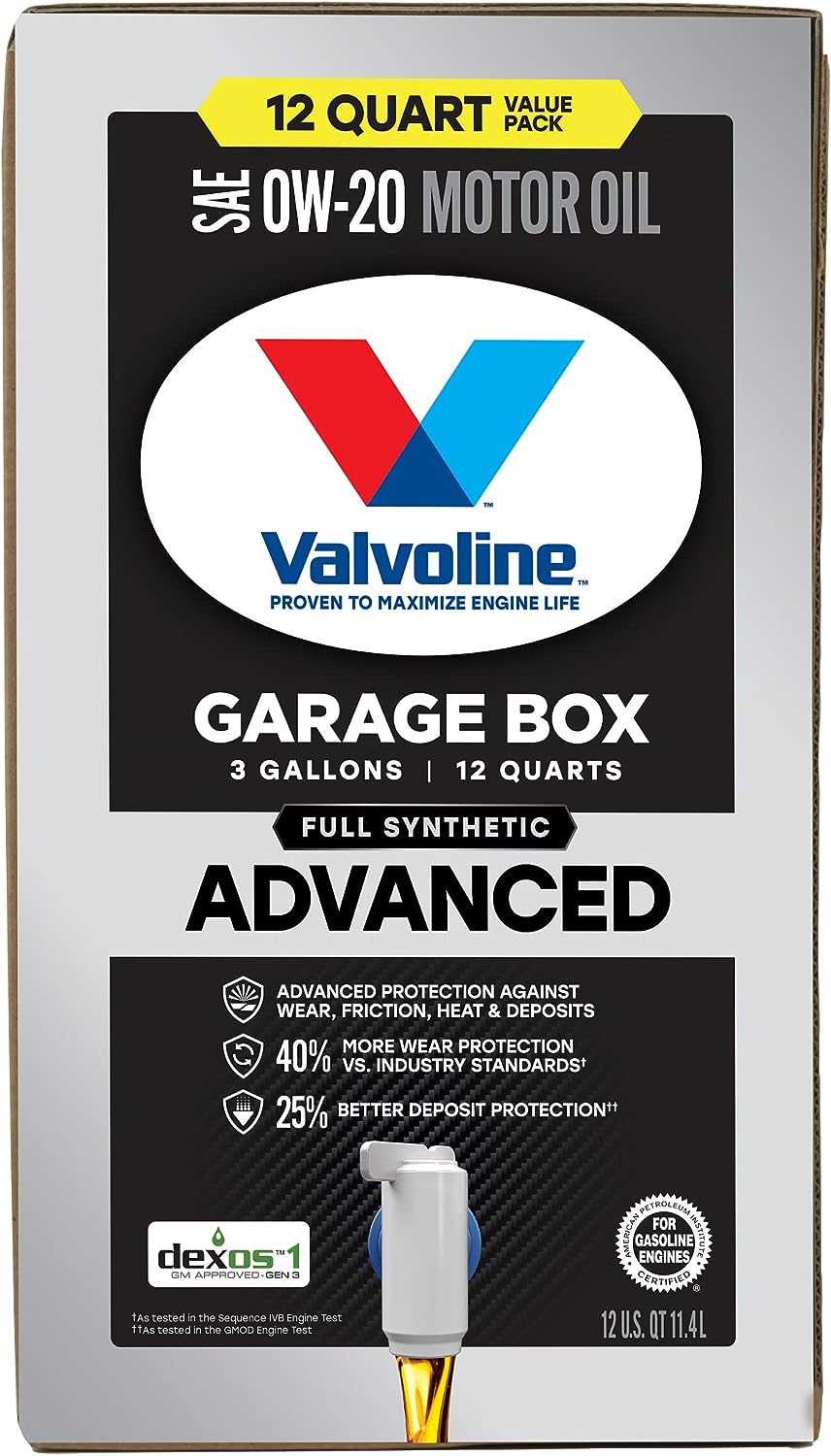 Valvoline Advanced Full Synthetic 0W-20 12 QT Garage Box
