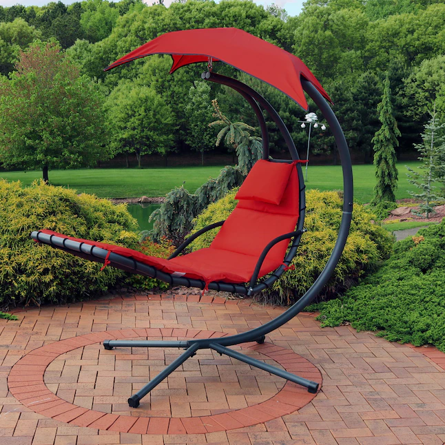 Sunnydaze Decor  Black Metal Frame Stationary Chaise Lounge Chair(s) with Orange Cushioned Seat (FLC-BURNT ORANGE)