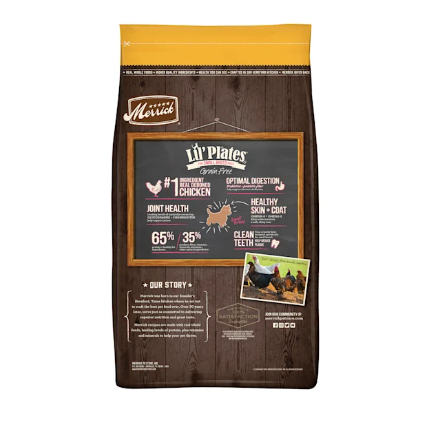 Merrick Lil- Plates Grain Free Real Chicken + Sweet Potato Recipe Small Breed Dry Dog Food. 20 lbs.