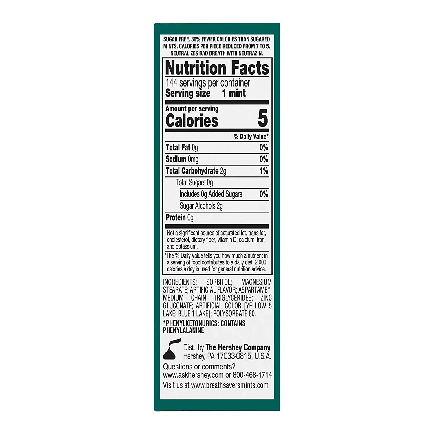 BREATH SAVERS Wintergreen Sugar-Free Breath Mints Rolls (0.75 oz.. 24 ct.)