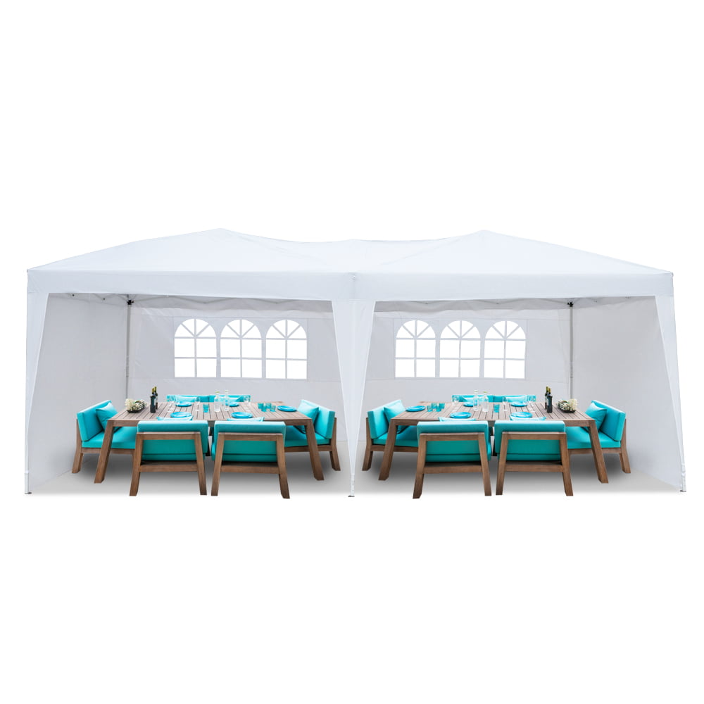 UBesGoo Easy Pop Up Canopy Party Tent. 10 x 20-Feet. White with 4 Removable Sidewalls