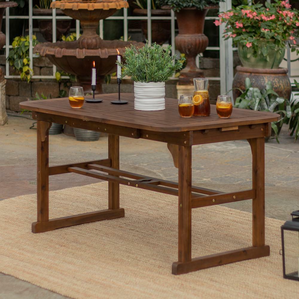 Walker Edison HDWTEXDB Boardwalk Dark Brown Acacia Wood Extendable Outdoor Dining Table