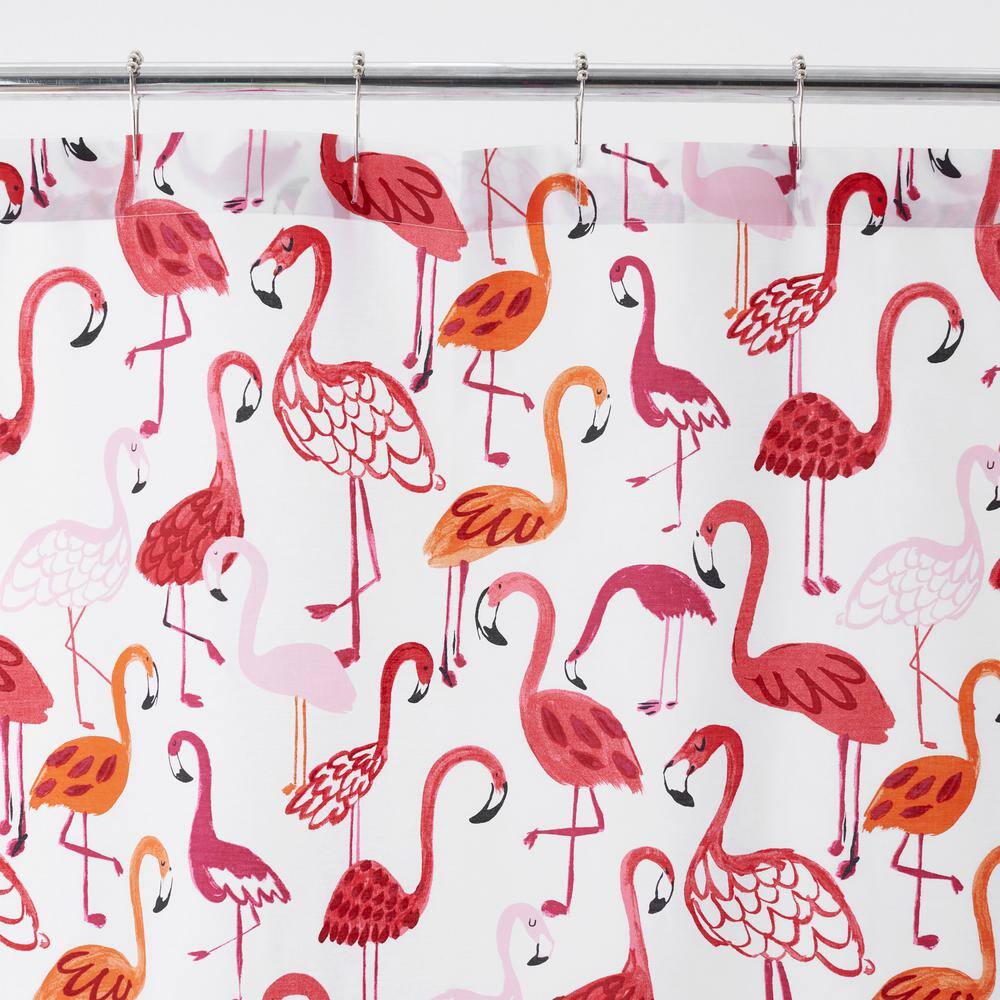 The Company Store  Company Cotton Pink Flamingo 72 in. x 72 in. Cotton Shower Curtain Pink Multi