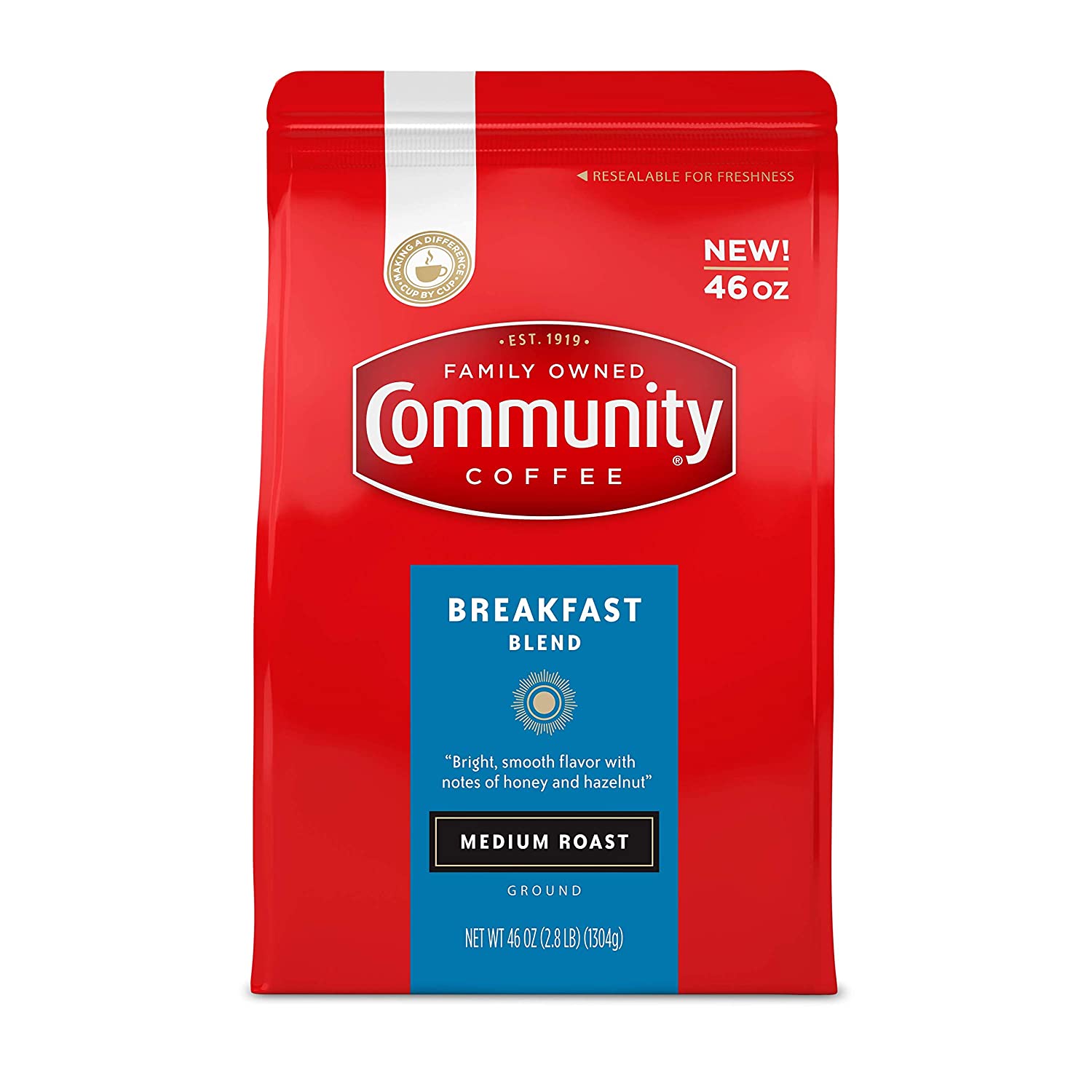 Community Coffee Breakfast Blend Medium Roast Ground 46 oz Bag