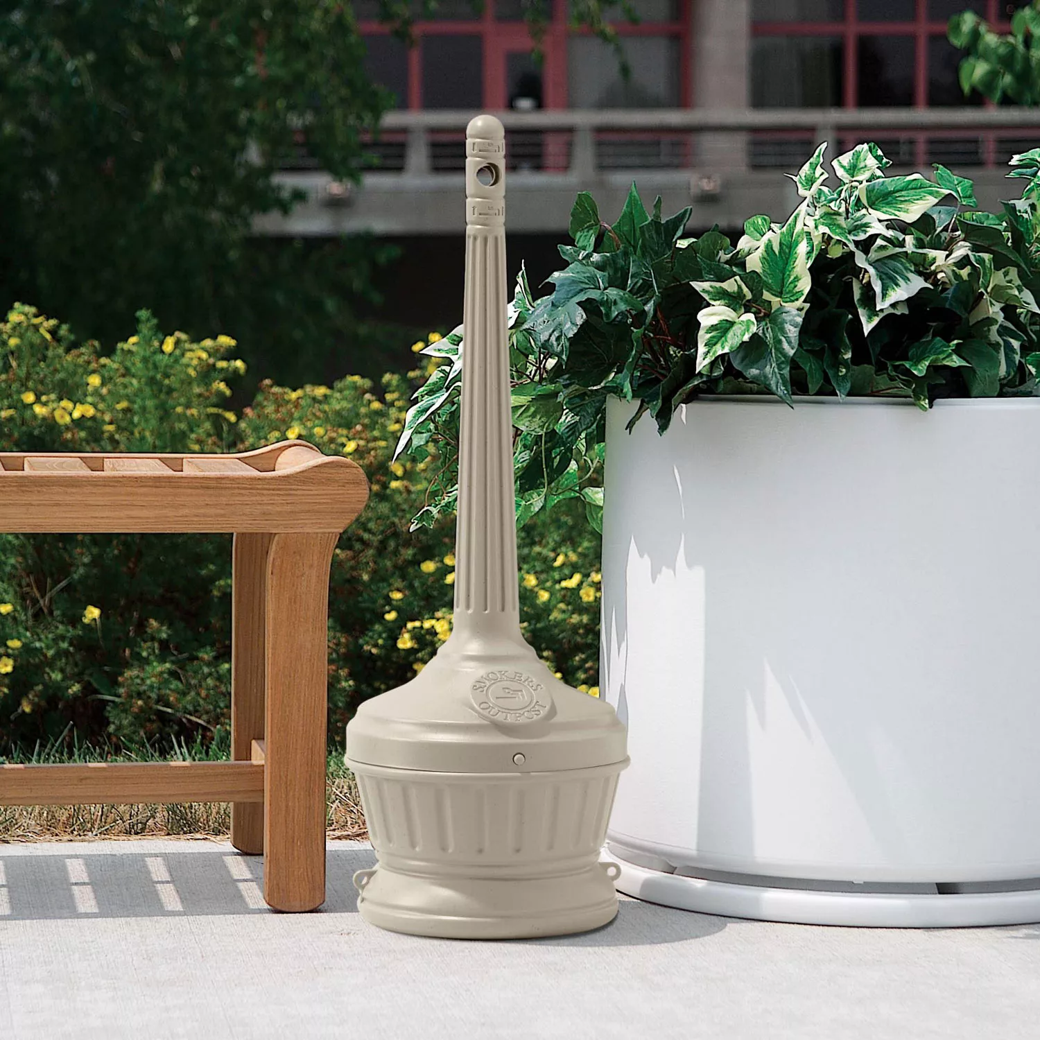 Smoker-s Outpost Patio Cigarette Receptacle - Beige