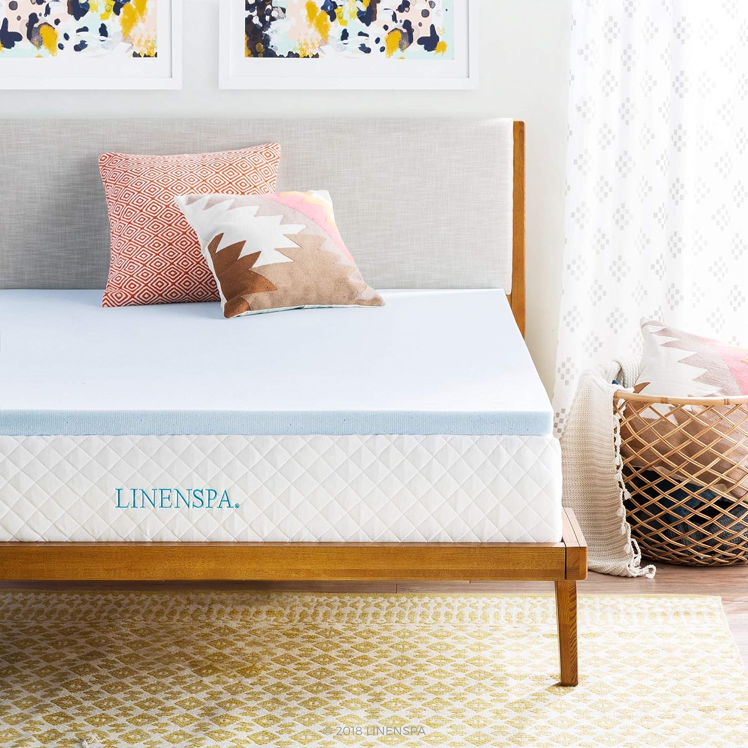 Linenspa 2 Inch Memory Foam Mattress Topper. Gel Infused Short Queen Mattress Topper. CertiPUR-US Certified