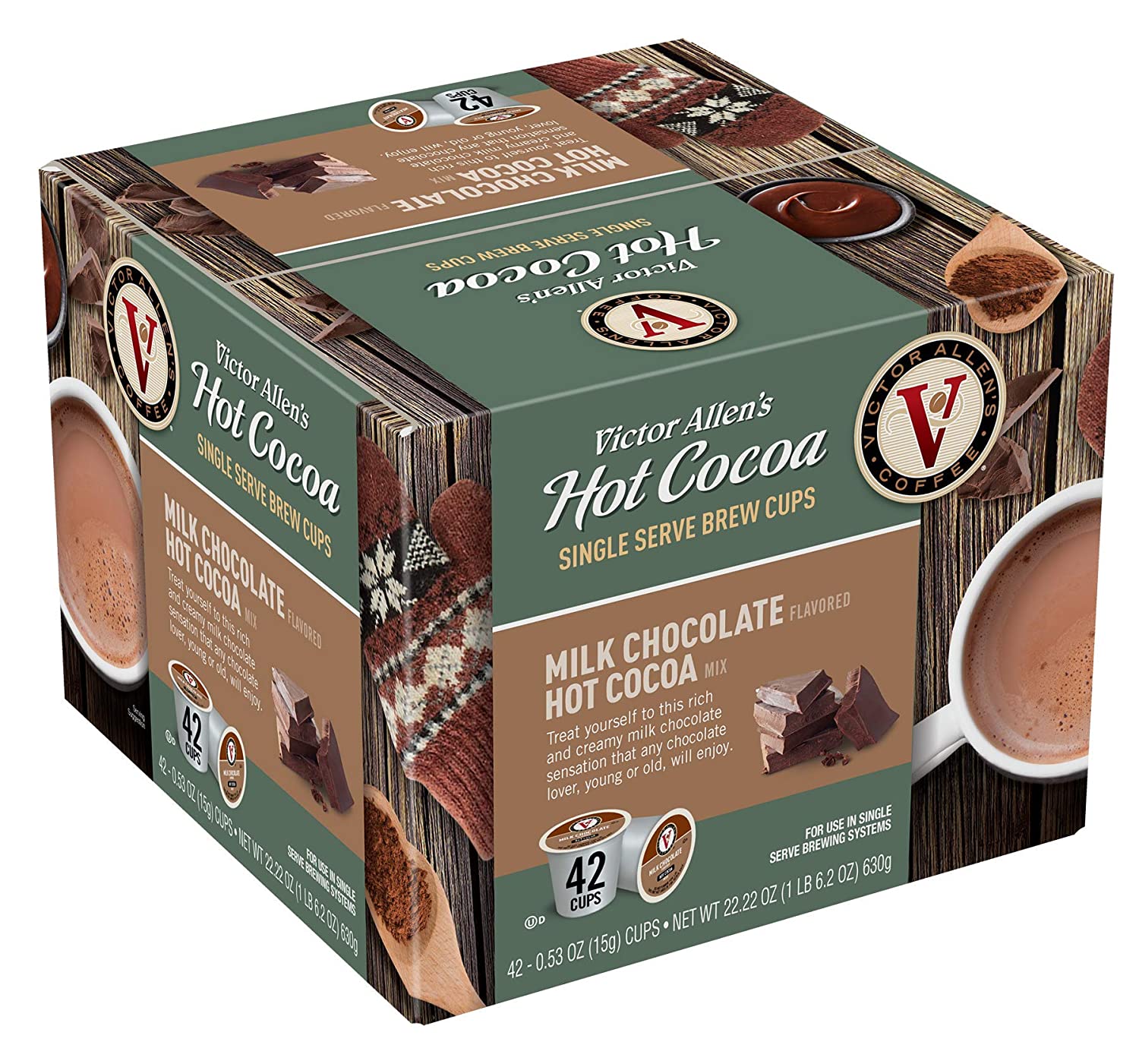 Victor Allen Coffee. Milk Chocolate Hot Cocoa Single Serve Cups. 42 Count