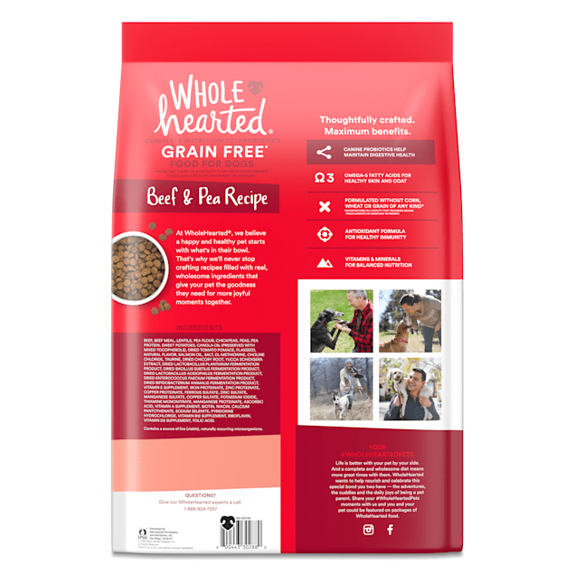 WholeHearted Grain Free All Life Stages Beef & Pea Formula Dry Dog Food. 40 lbs.