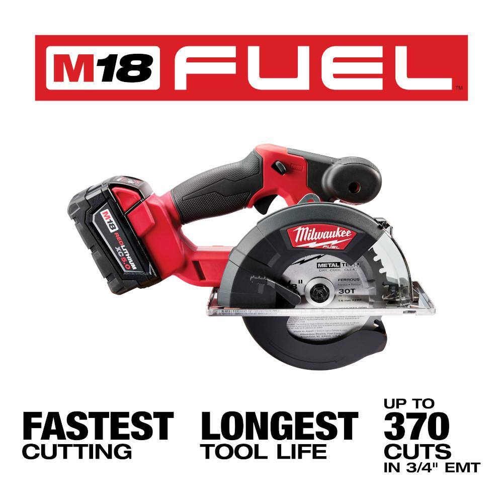 Milwaukee 2782-20-2904-20 M18 FUEL 18-Volt Lithium-Ion Brushless Cordless Metal Cutting 5-3/8 in. Circular Saw with 1/2 in. Hammer Drill/Driver