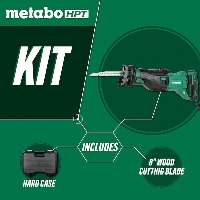 Metabo HPT Reciprocating Saw CR13VSTM 11-Amp Variable Speed Corded | Orbital Function Switch | Bevel Gear Drive System | Adjustable Pivot Foot