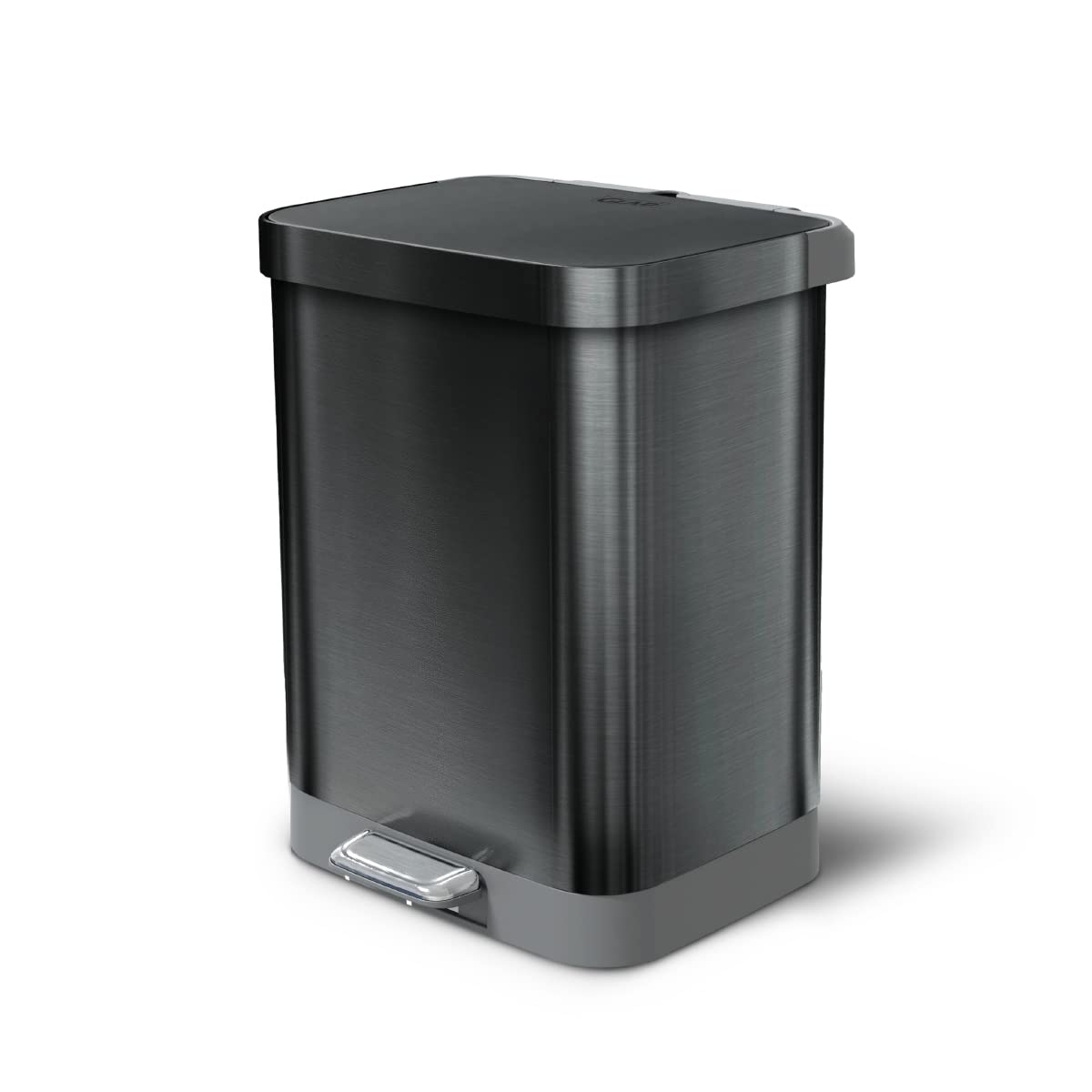 Glad Stainless Steel Step Trash Can with Clorox Odor Protection | Large Metal Kitchen Garbage Bin with Soft Close Lid. Foot Pedal and Waste Bag Roll Holder. 13 Gallon. All Pewter