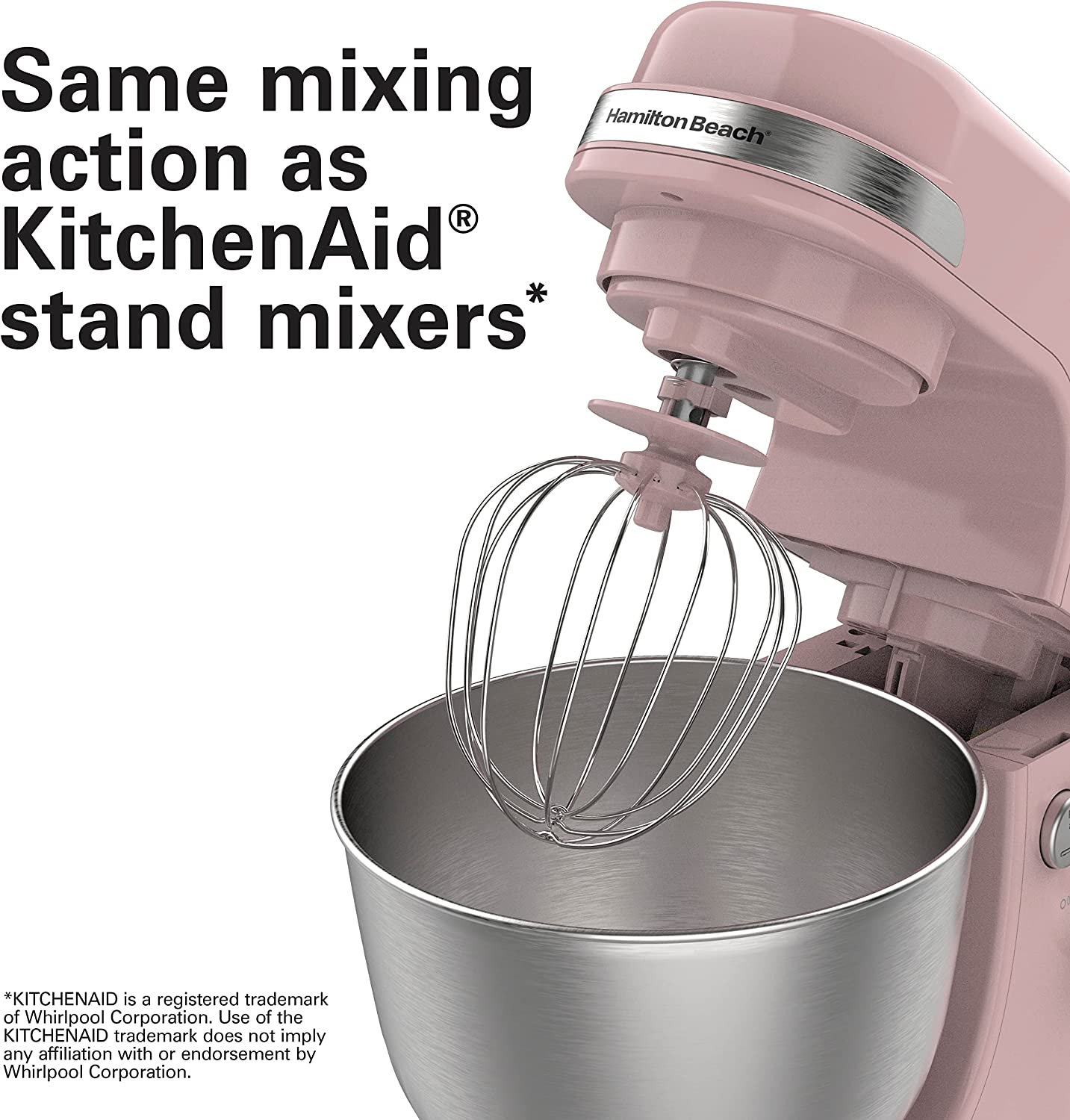 Hamilton Beach Electric Stand Mixer. 4 Quarts. Dough Hook. Flat Beater Attachments. Splash Guard 7 Speeds with Whisk. Rose