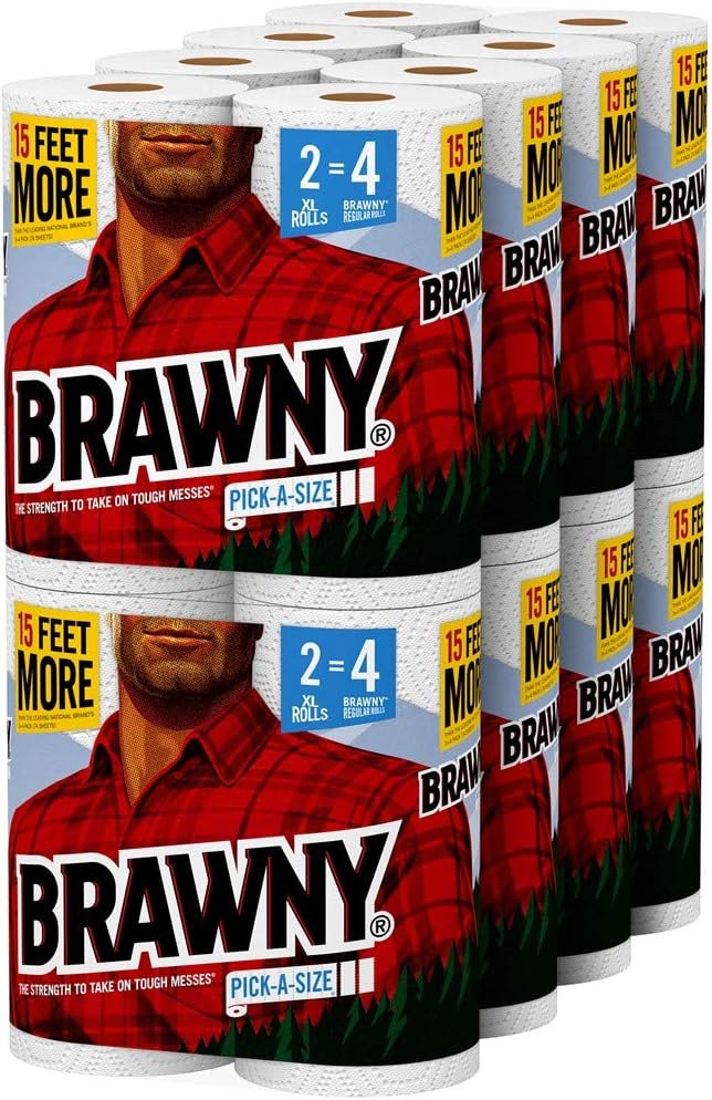 Brawny Paper Towels. 16 XL Rolls. Pick-A-Size. White. 16 = 32 Regular Rolls