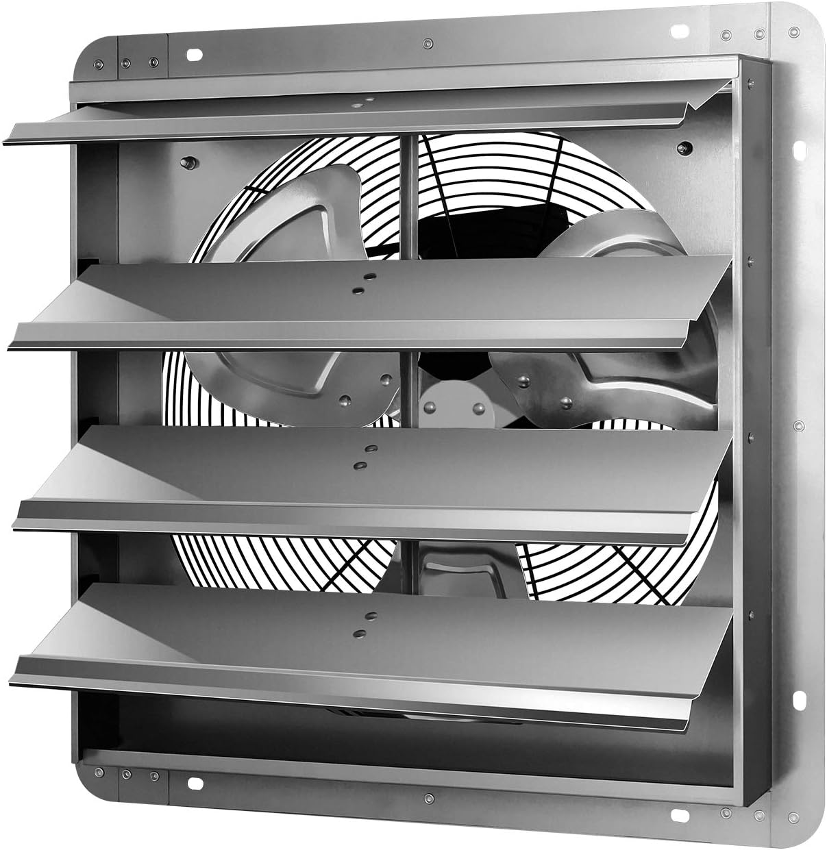 iPower 18 Inch Shutter Exhaust Fan Aluminum.High Speed 1450 RPM. 2000 CFM. 1-Pack. 21.3″D x 21.3″W x 9″H. Silver