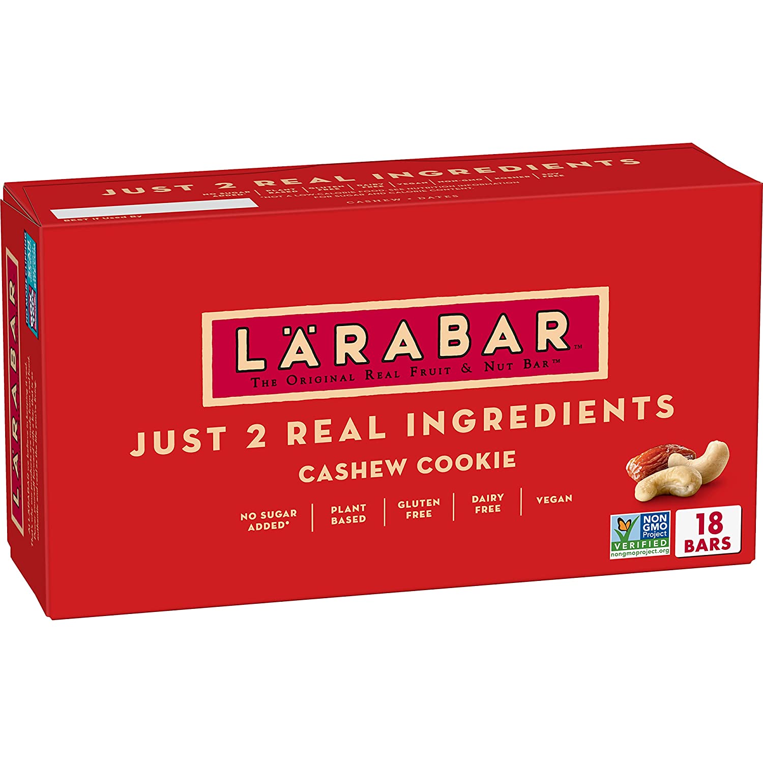 Larabar Cashew Cookie. Gluten Free Vegan Fruit & Nut Bar. 1.6 oz. 18 ct