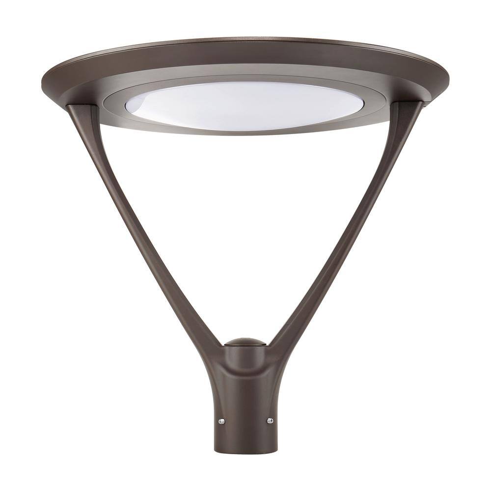 Viribright  100-Watt Equivalent Hardwired Dark Bronze Motion Sensing LED 25 in. Deck Post Light with Dimming Capabilities