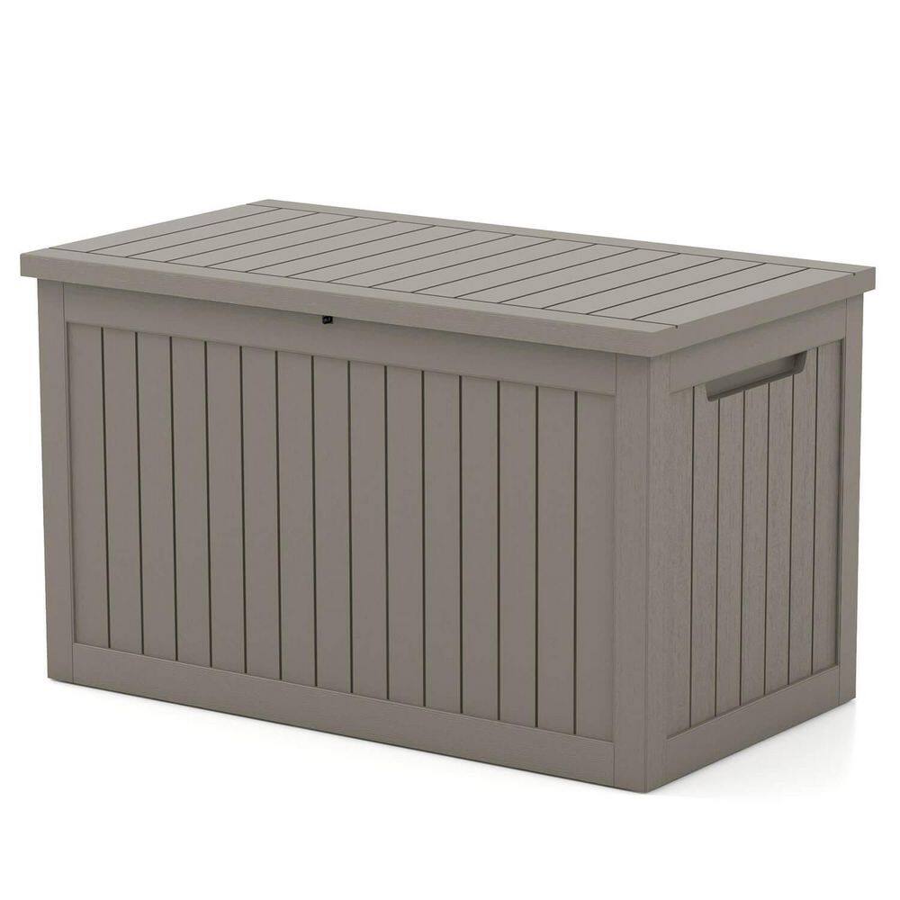 Patiowell PASB230-WGY 230 Gal. Outdoor Storage Plastic Resin Deck Box in Brown