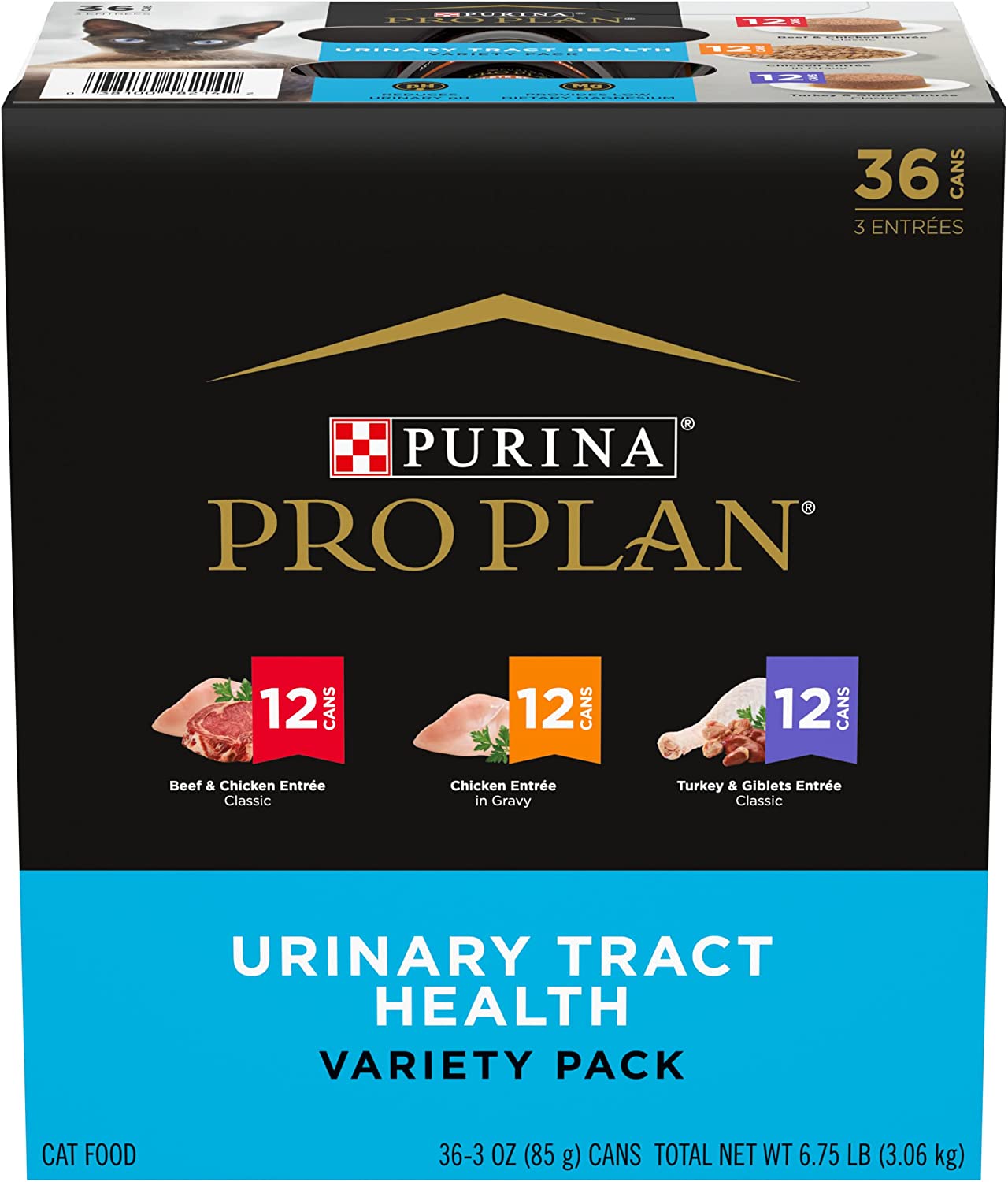 Purina Pro Plan Urinary Tract Wet Cat Food Variety Pack. Urinary Tract Health Entrees - (36) 3 oz. Cans