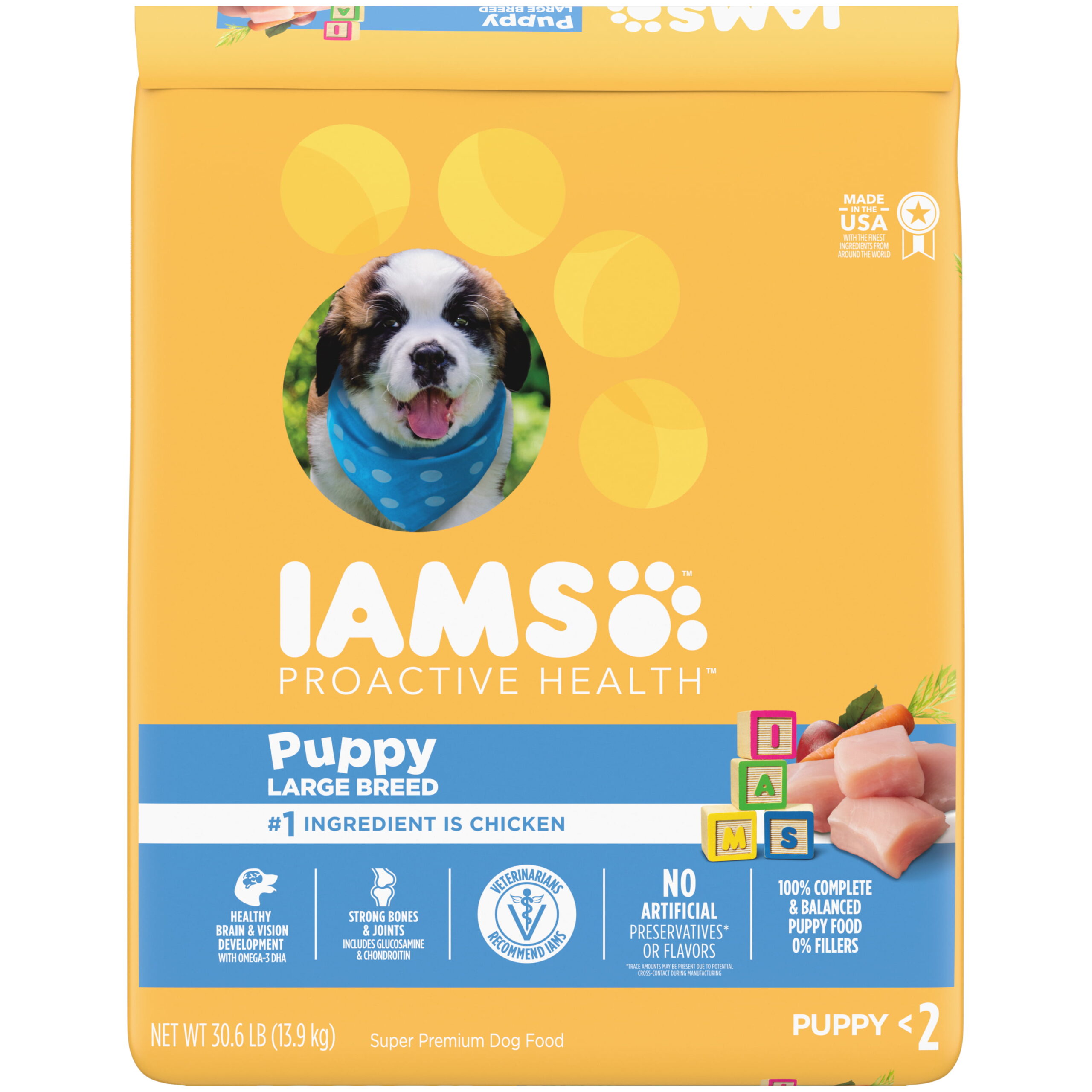 IAMS Smart Puppy with Real Chicken Dry Dog Food for Large Breed Puppy. 30.6 lb Bag
