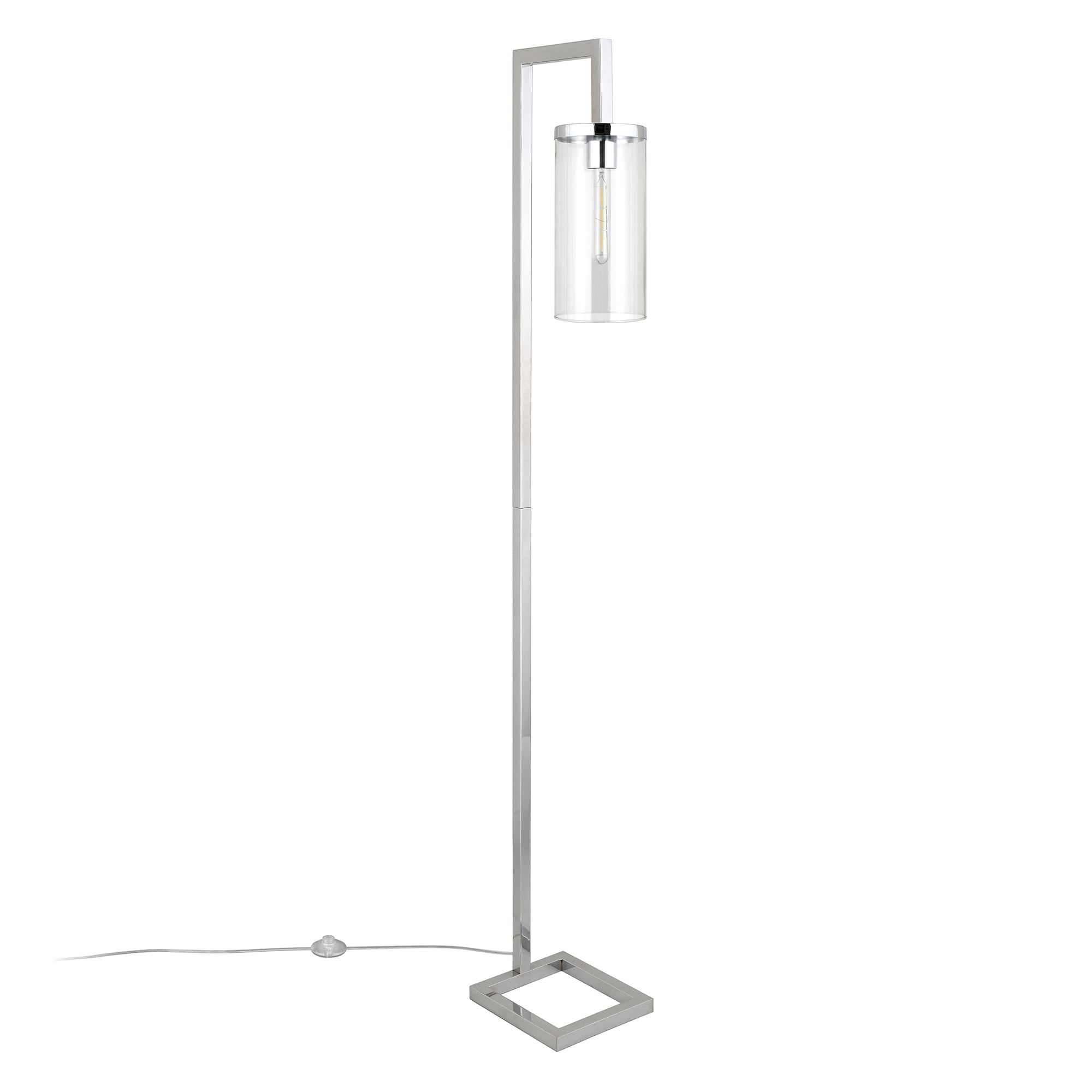 Evelyn&Zoe Modern Metal Floor Lamp with Clear Glass Shade
