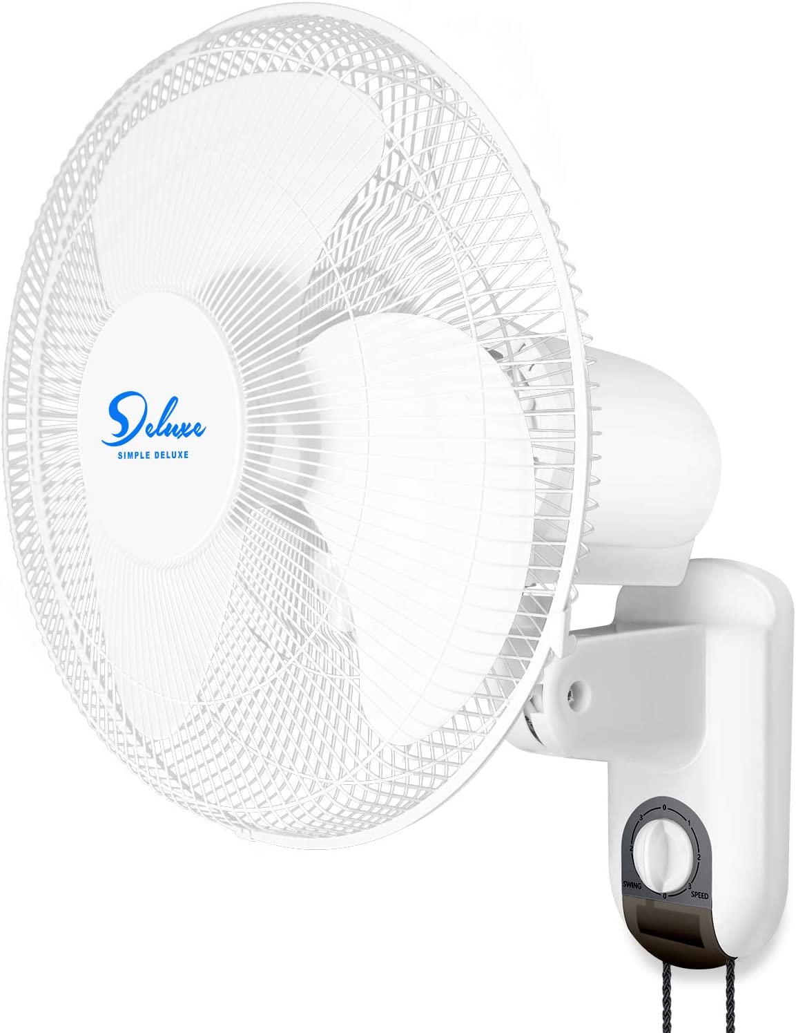 Simple Deluxe Adjustable Tilt. Quiet Operation Household Wall Mount Fans Oscillating. 2 Pack. White