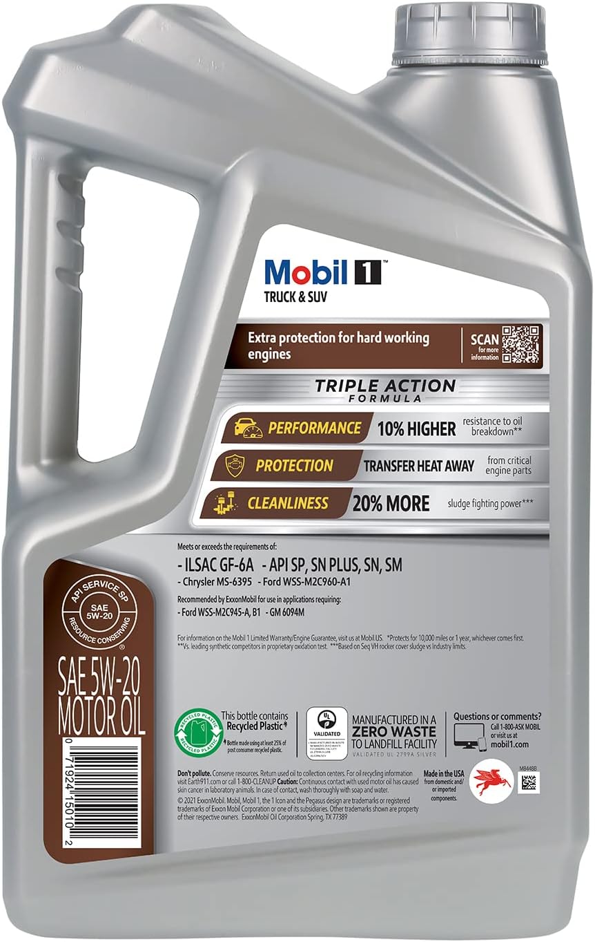 Mobil 1 Truck & SUV Full Synthetic Motor Oil 5W-20. 5 Quart