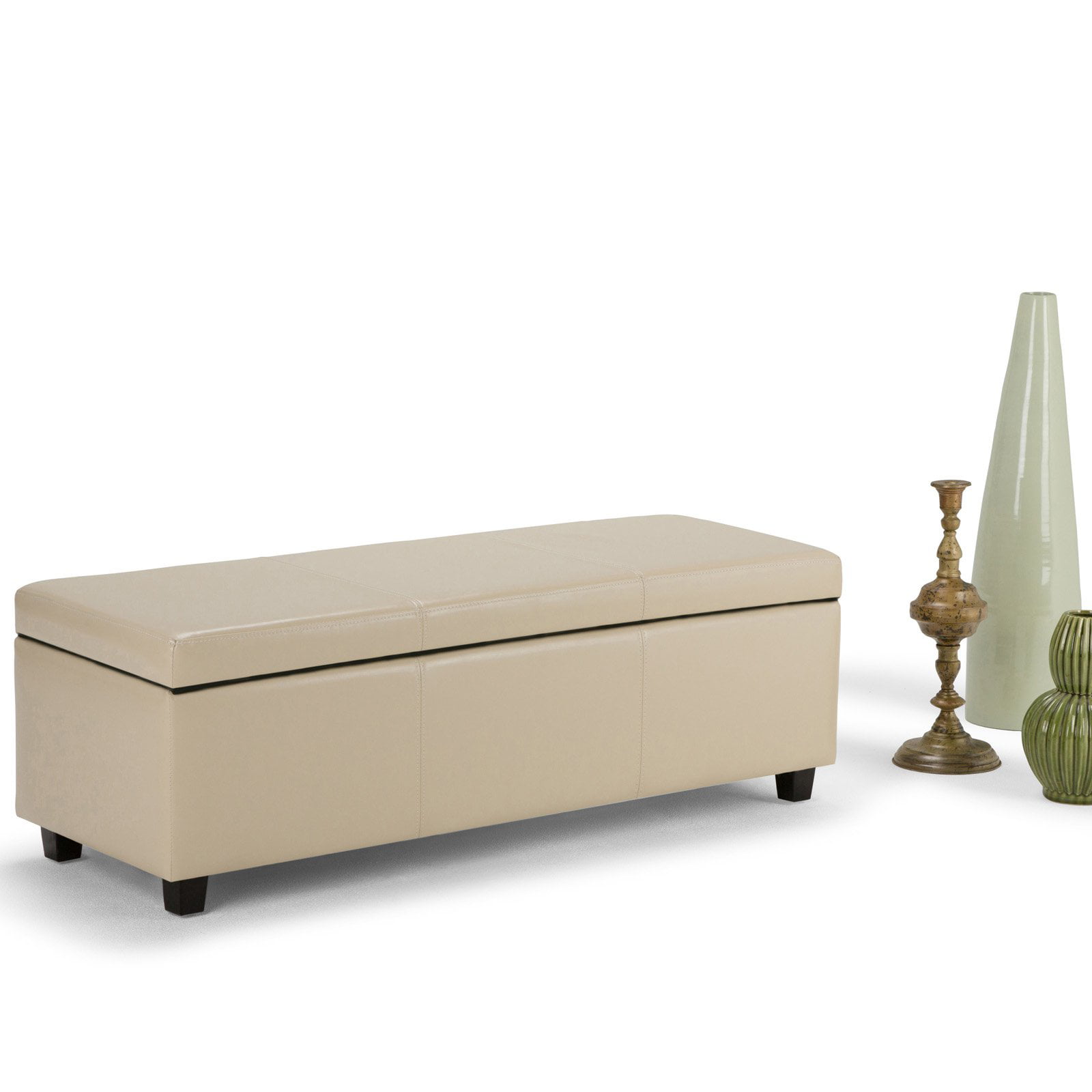Simpli Home Avalon Large Storage Ottoman Bench. Cream