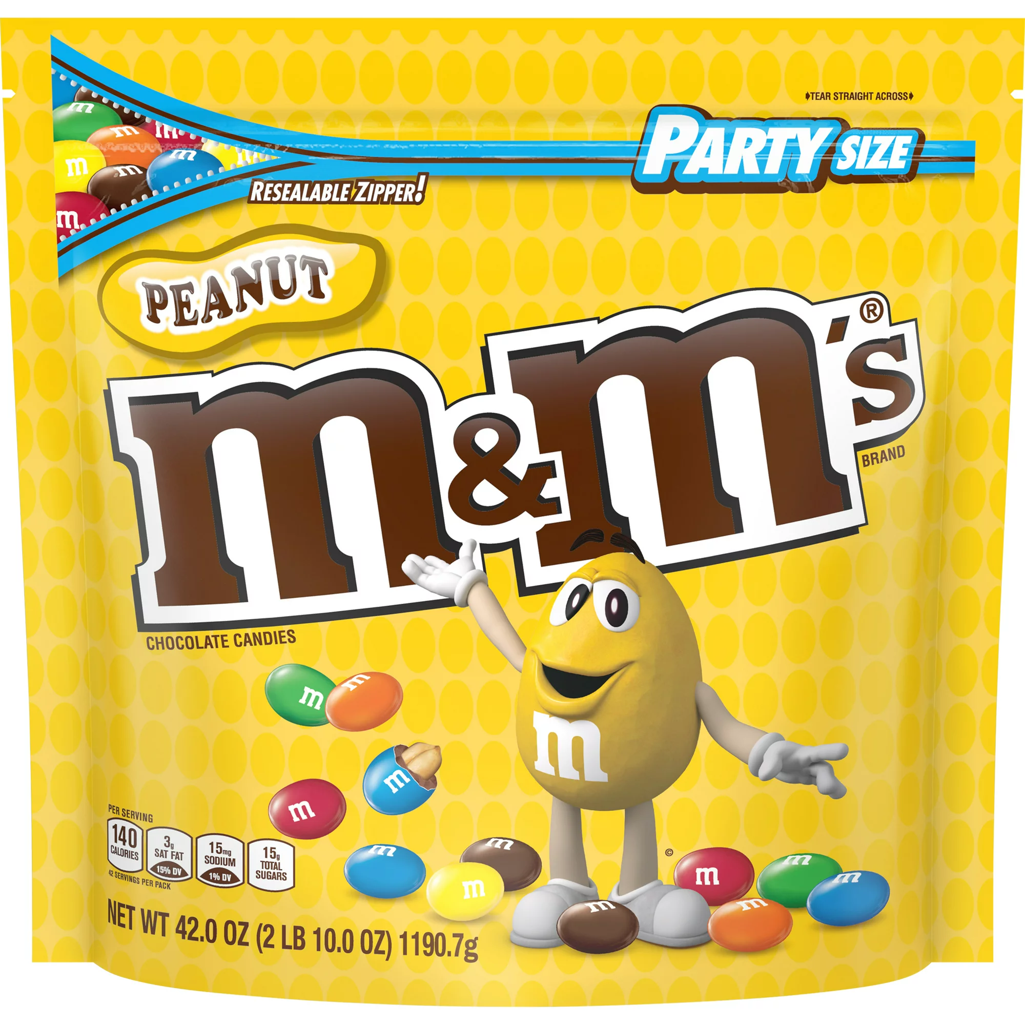 M&M-s. Peanut Milk Chocolate Candy. Party Size. 42 Ounce