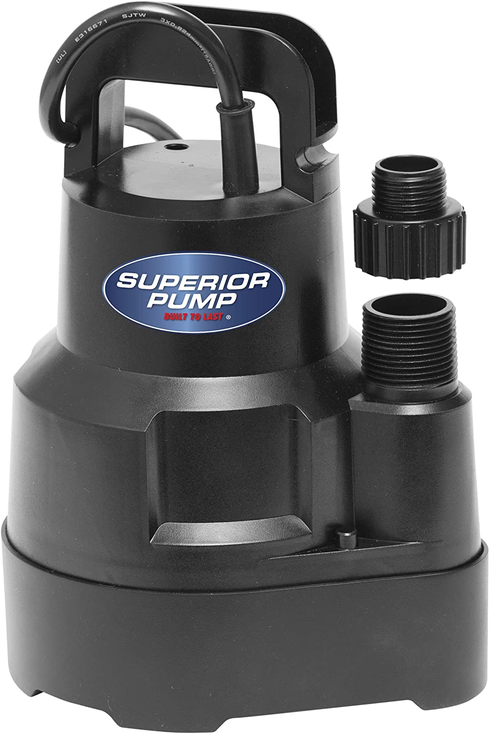 Superior Pump 91014 1/4 HP High Flow Thermoplastic Utility Pump. Black