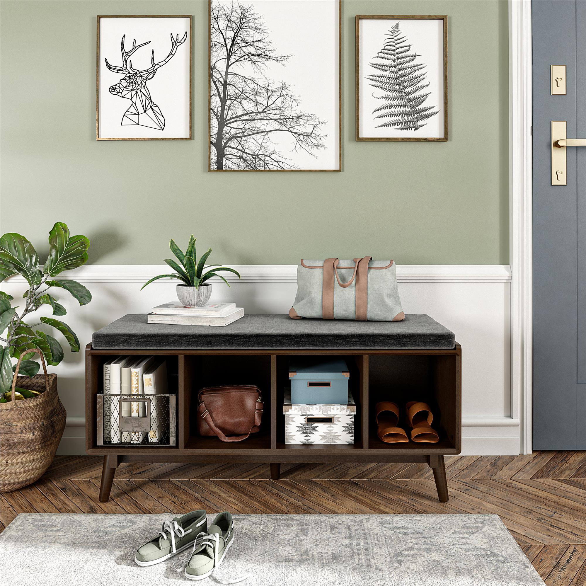 Novogratz Brittany Entryway Bench. Walnut