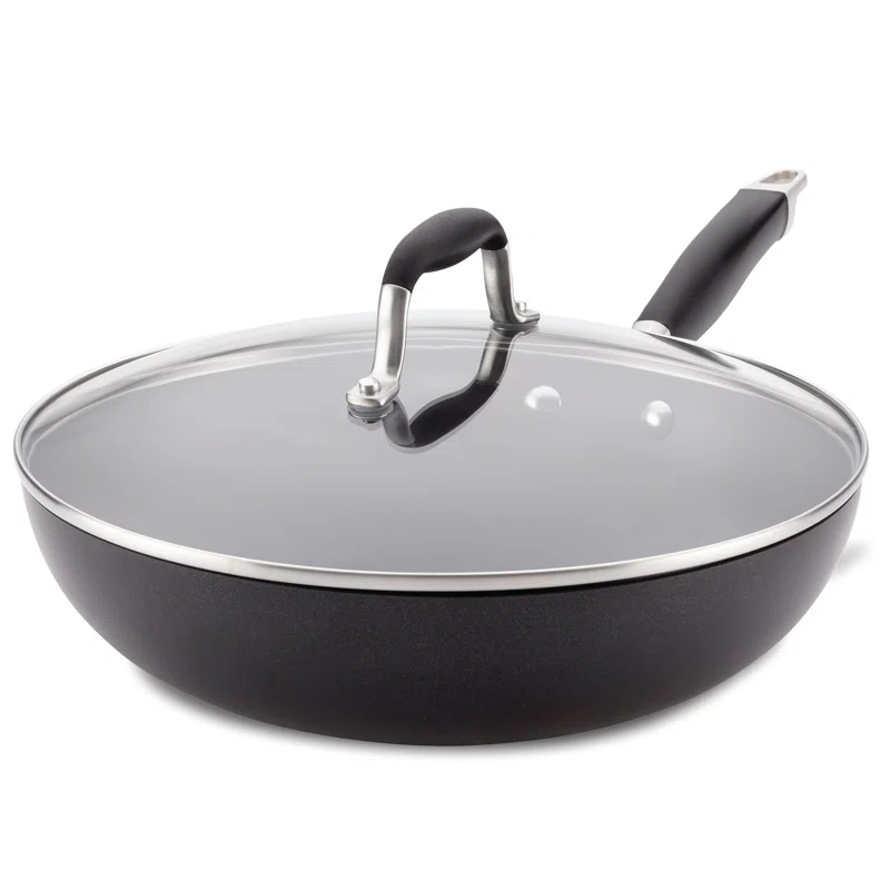 Anolon 82031 Advanced Hard Anodized Nonstick Frying Pan/ Fry Pan/ Saute Pan/ All Purpose Pan with Lid - 12 Inch. Gray