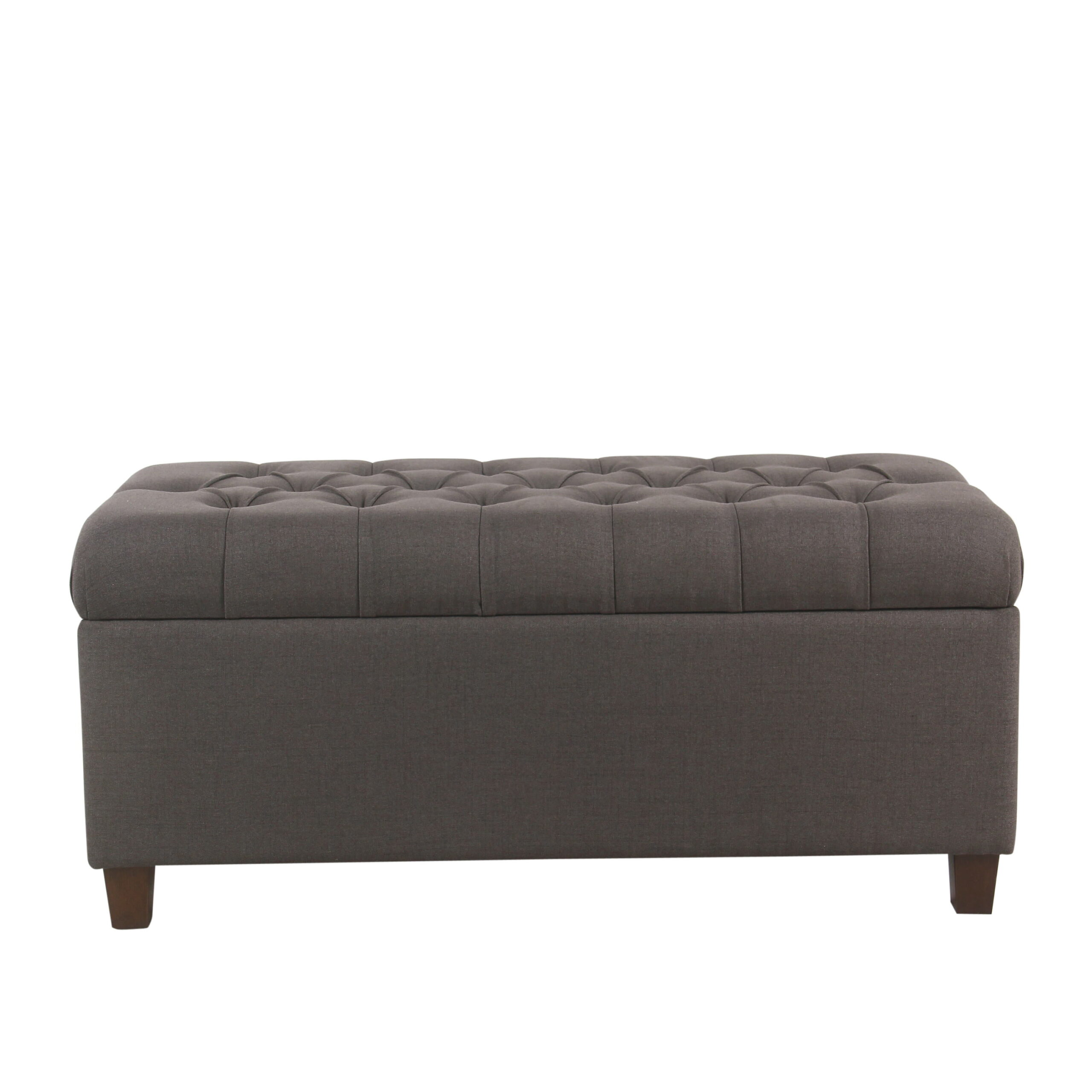 HomePop Ainsley Button Tufted Storage Bench. Charcoal Gray