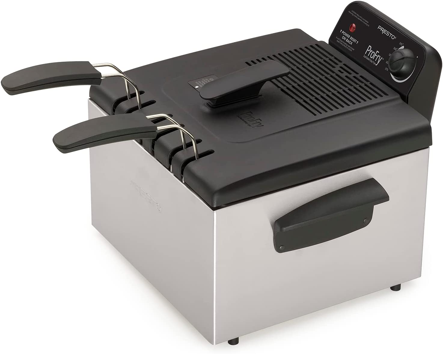 Presto 05466 Stainless Steel Dual Basket Pro Fry Immersion Element Deep Fryer