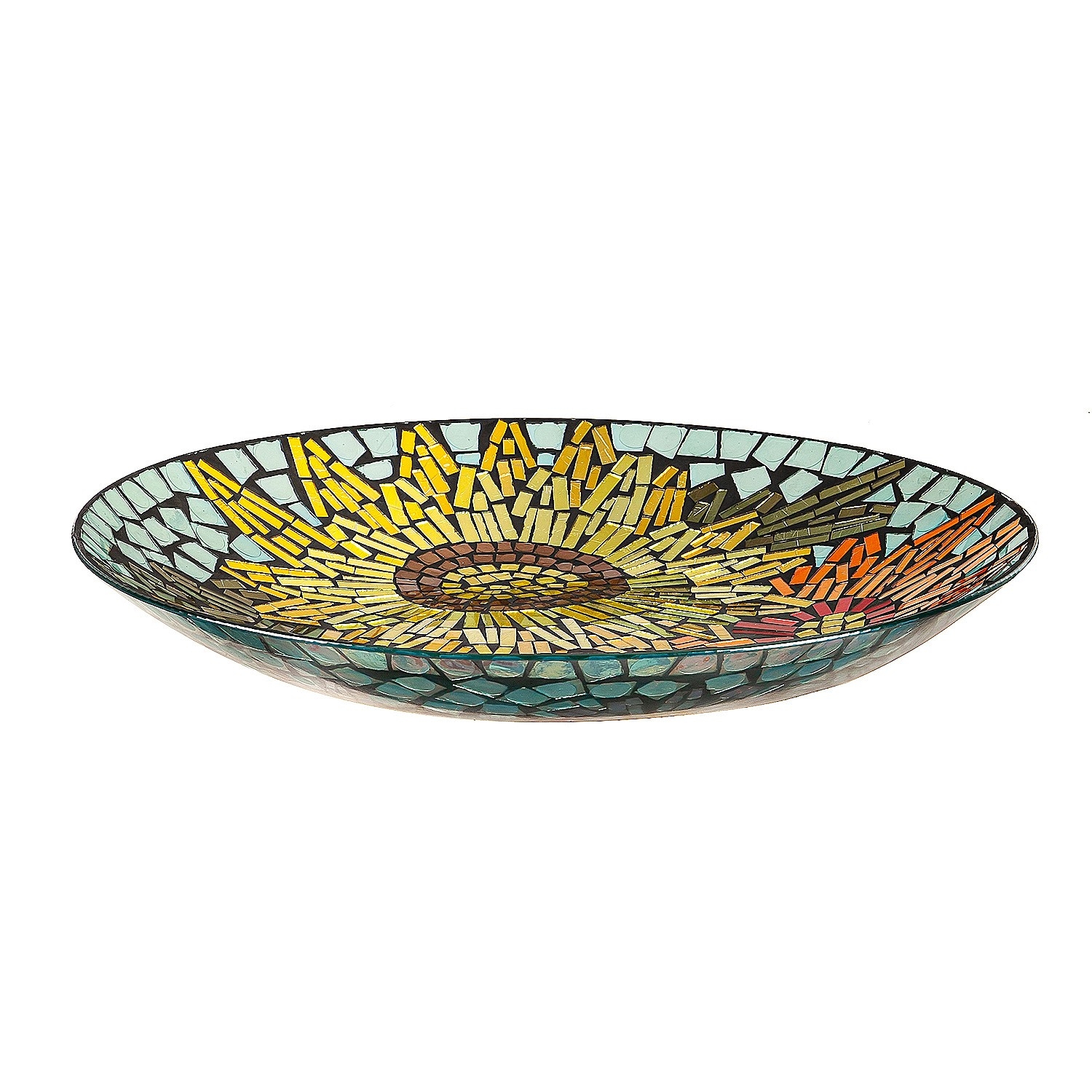 18″ Glass Bird Bath. Moasic Translucent and Metallic Finish