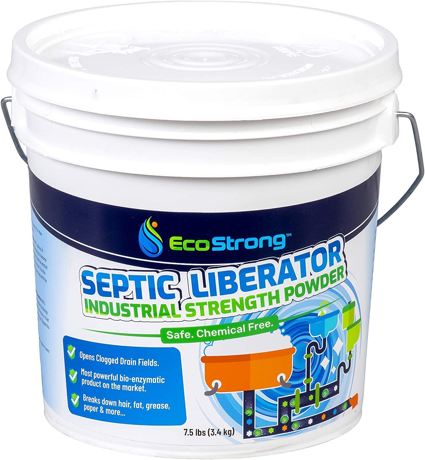 Septic Tank Shock Treatment | Bio Enzyme Septic Safe | Clears Leach & Drain Fields. Dissolves Organic Solids. Grease. Hair - Drain Deodorizer(7.5 LBS)