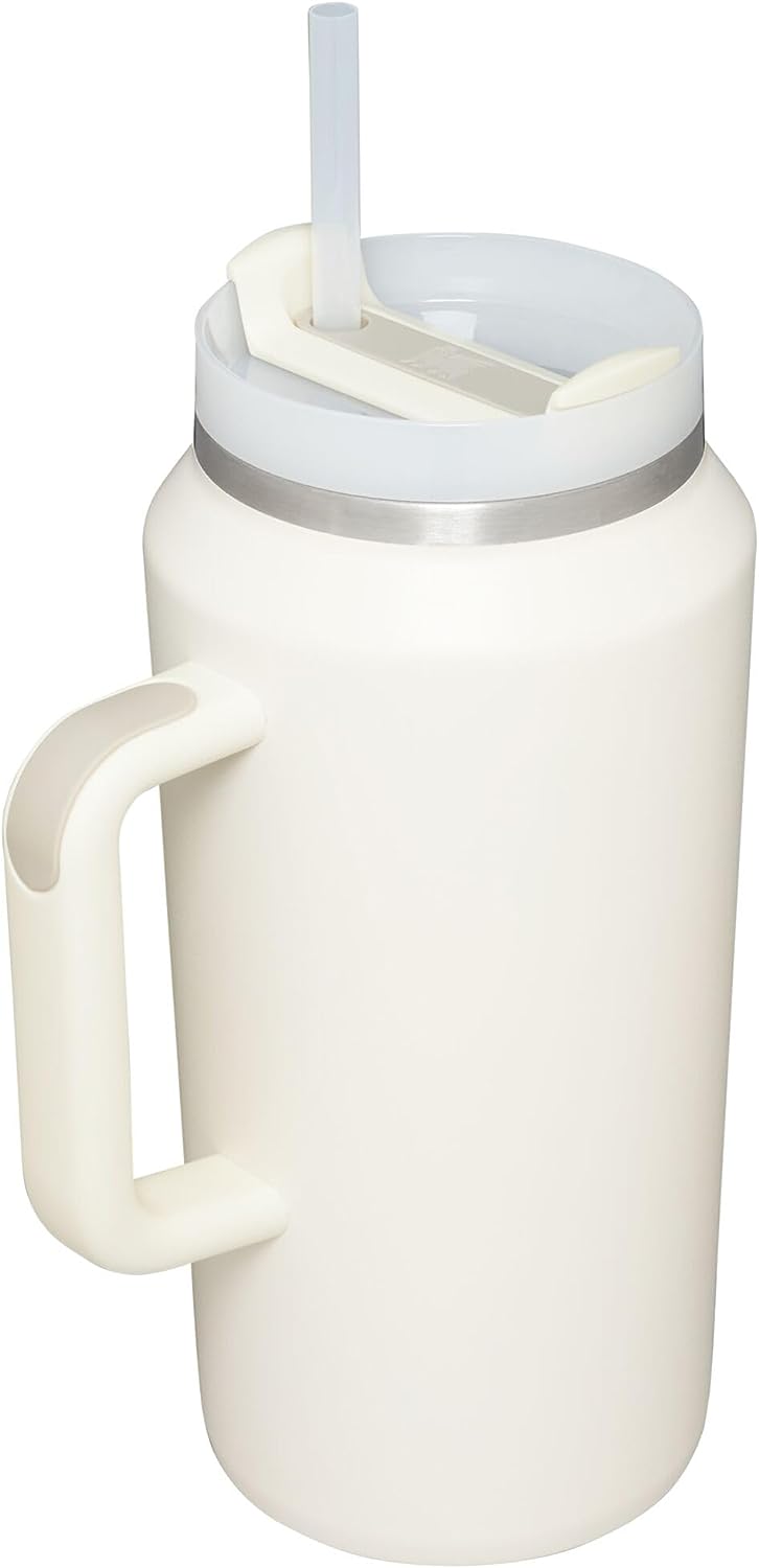 Stanley Quencher H2.0 FlowState Stainless Steel Vacuum Insulated Tumbler with Lid and Straw. Cream. 64 oz