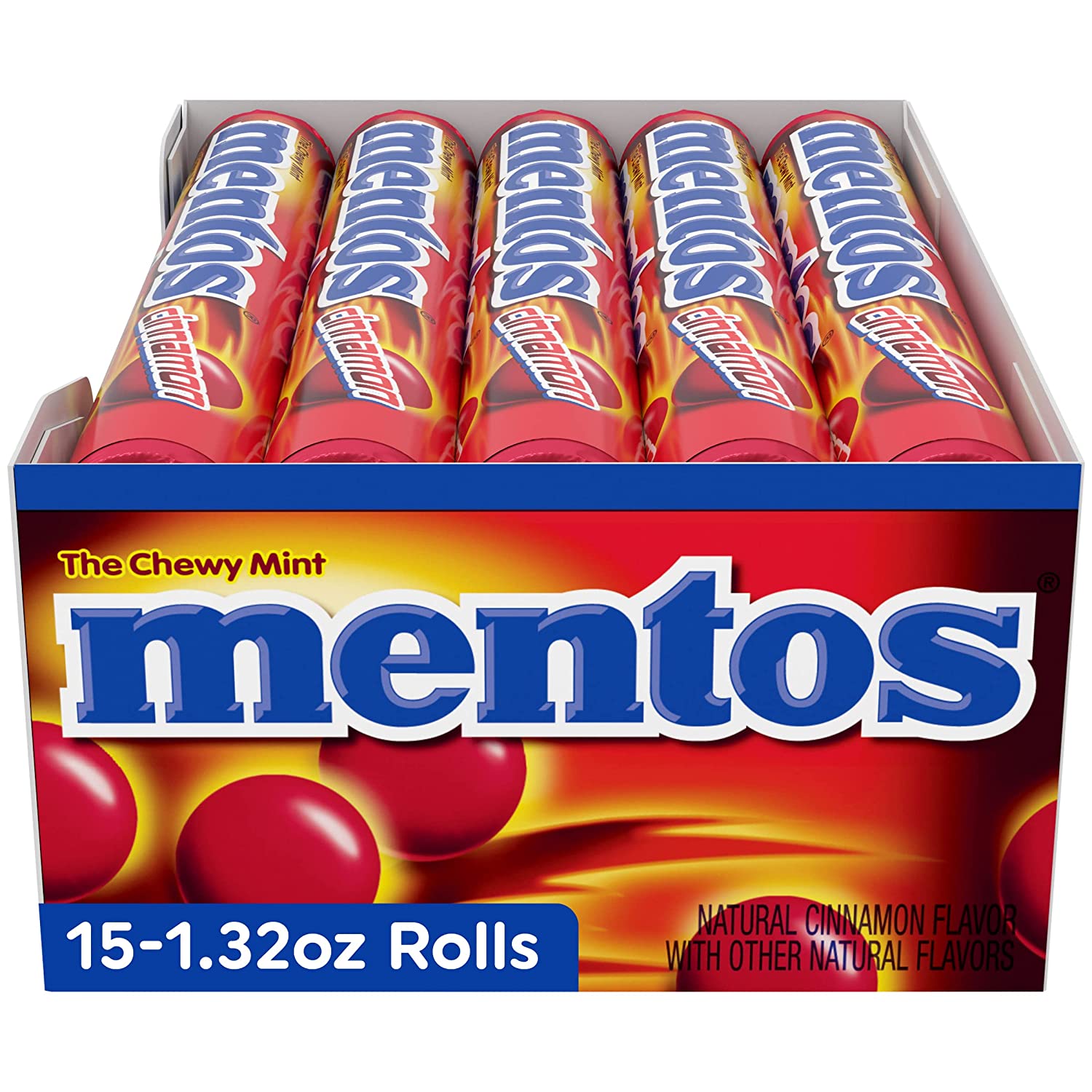 Mentos Candy. Mint Chewy Roll. Cinnamon. Non Melting. Party. 14 Pieces ( Pack of 15)