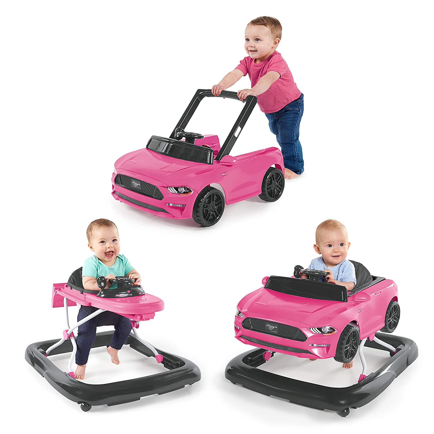 Bright Starts Ford Mustang Ways to Play 4-in-1 Baby Activity Push Walker. Pink. Age 6 months+