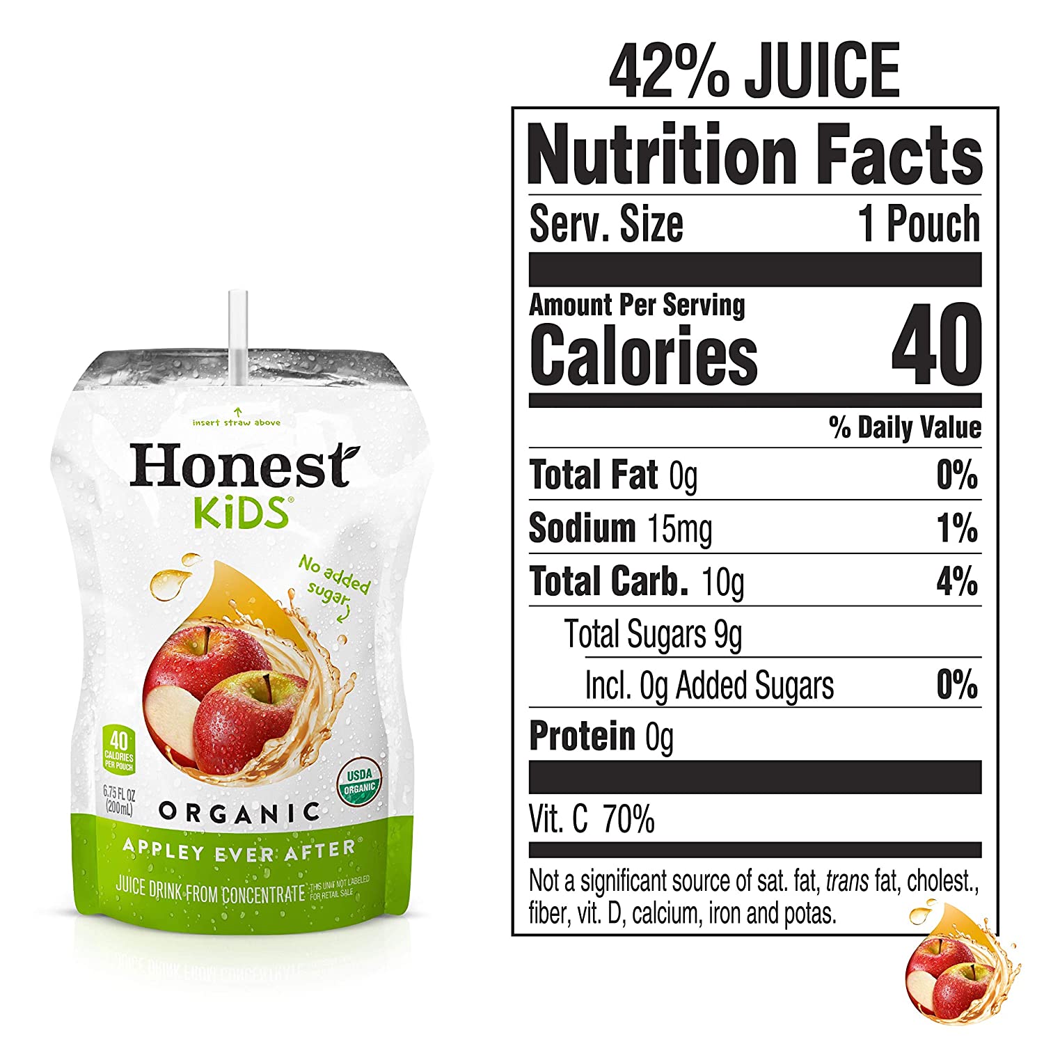 Honest Kids Appley Ever After. Apple Organic Fruit Juice Drink. 6.75 Fl Oz (32 Pack)