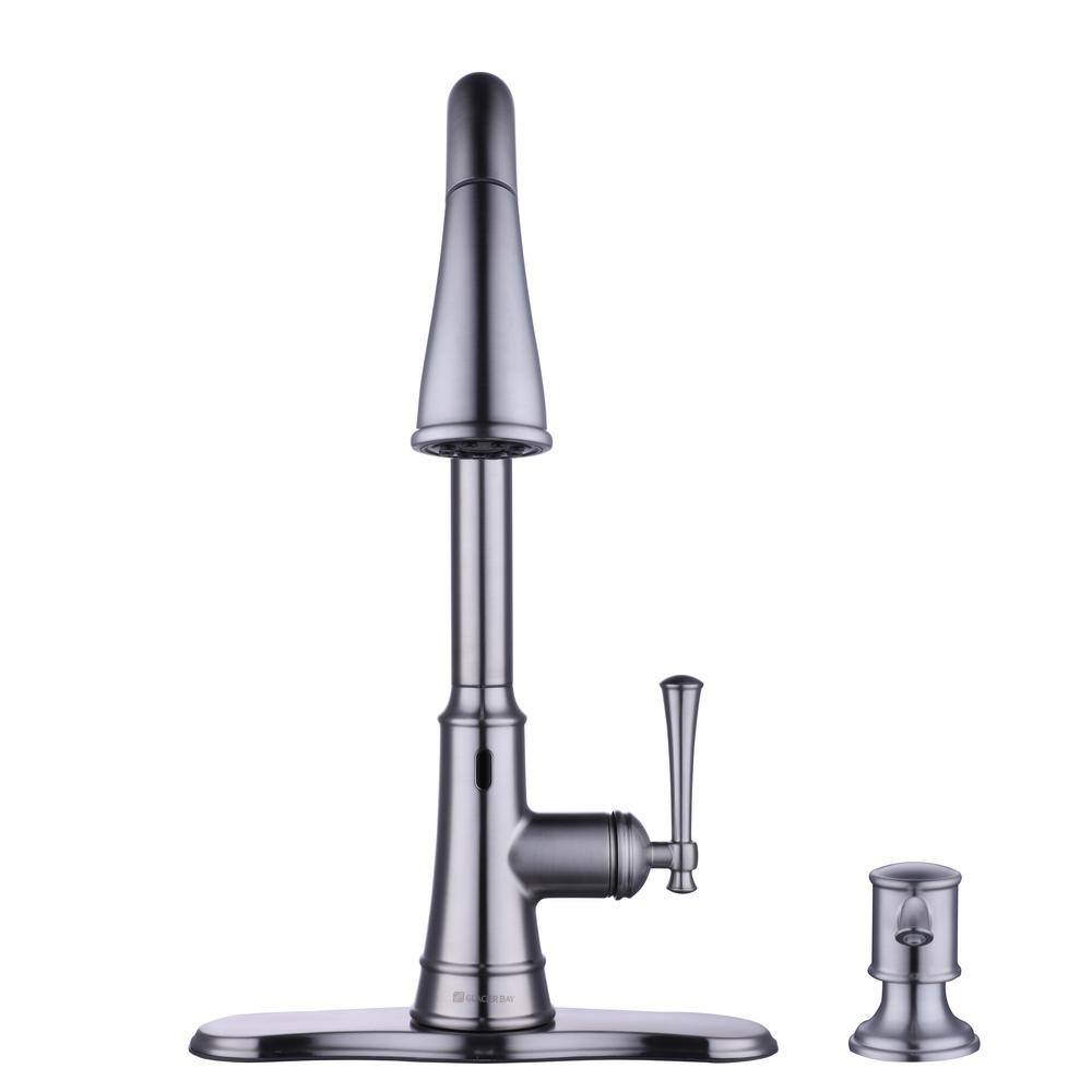 Glacier Bay  Hemming Single-Handle Touchless Pull Down Sprayer Kitchen Faucet with Soap Dispenser in Spot Resistant Stainless Steel