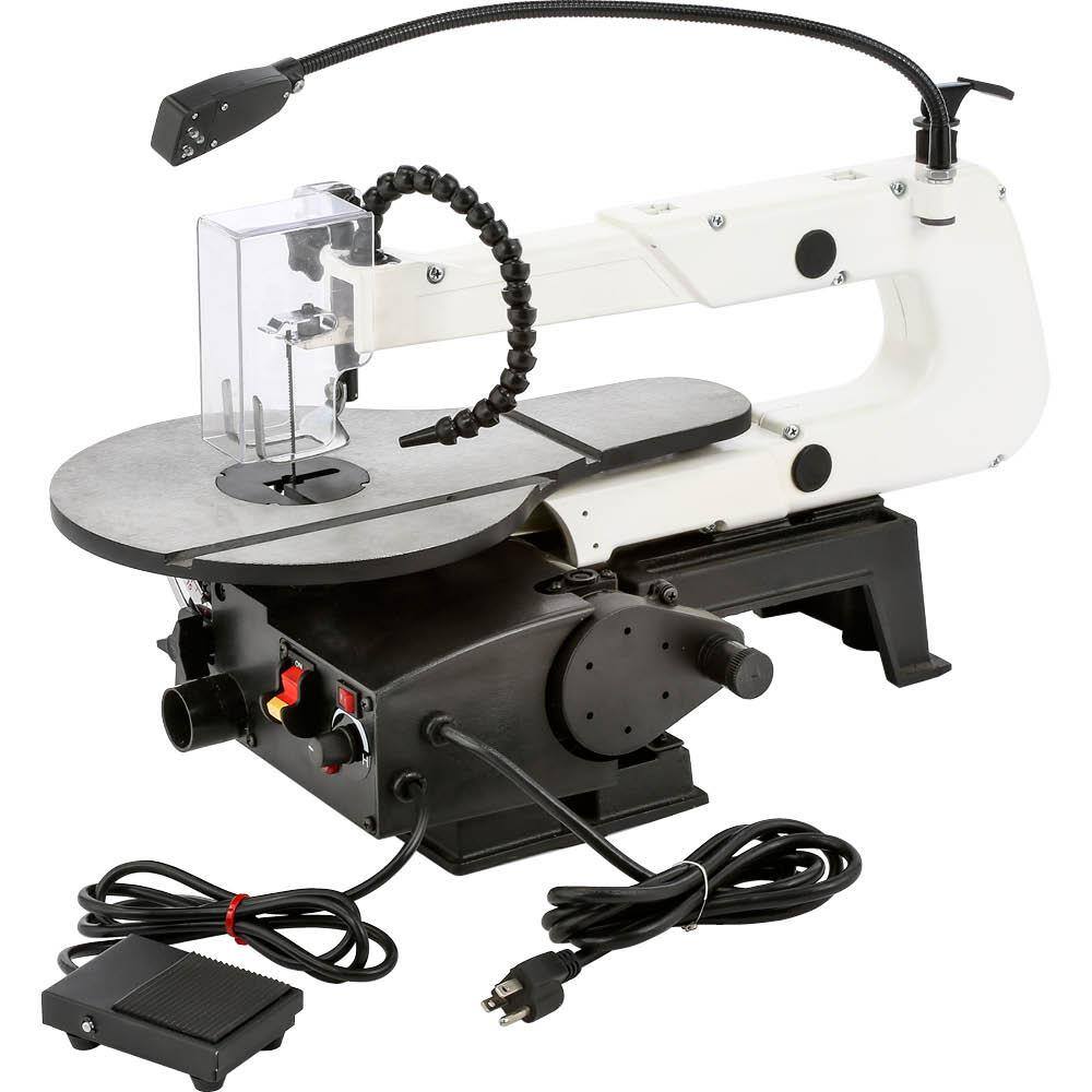 Shop Fox W1872 16 in. VS Scroll Saw with Foot Switch. LED. Miter Gauge and Rotary Shaft