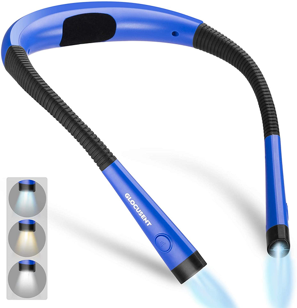 Glocusent LED Neck Reading Light. Book Light for Reading in Bed. 6 Brightness